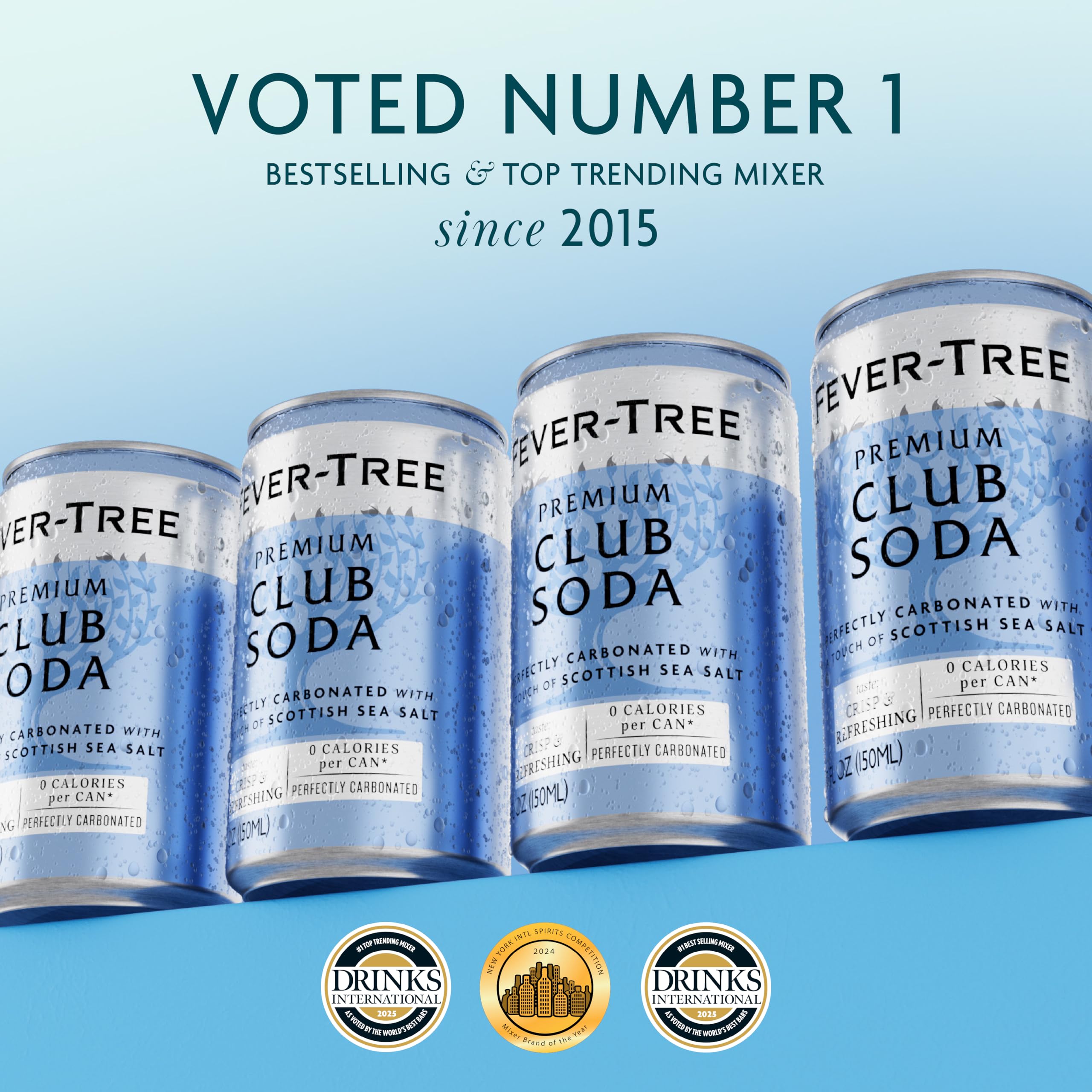 Fever Tree Club Soda Club Soda - Premium Quality Delicate with perfect carbonation - Refreshing Beverage for Cocktails & Mocktails. Naturally Sourced Ingredients, No Artificial Sweeteners or Colors - 5.07 Fl Oz (Pack of 24)(Packaging May Vary)