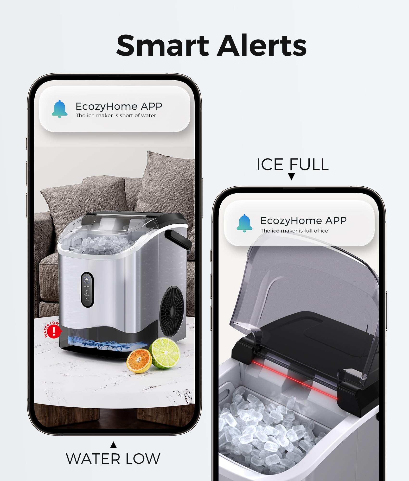 ecozy 2.1" Clear Ice Ball Maker Countertop with CrystalFlux Technology, Minimal Footprint Sphere Ice Maker with 8H Timer, 1 pc in 30 Mins, 48 pcs/Day, Self-Cleaning for Home Bar Whiskey & Bourbon