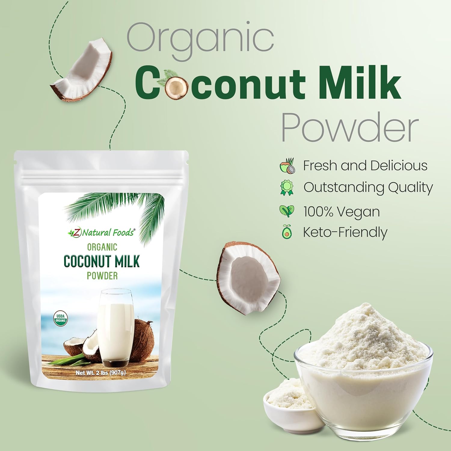 Z Natural Foods Premium Whole Milk Powder - Powdered Milk for Baking, Cooking, Drinks - Dry Milk Powder, Pasteurized, Non-GMO, Gluten-Free, Kosher-Certified, 5 lbs