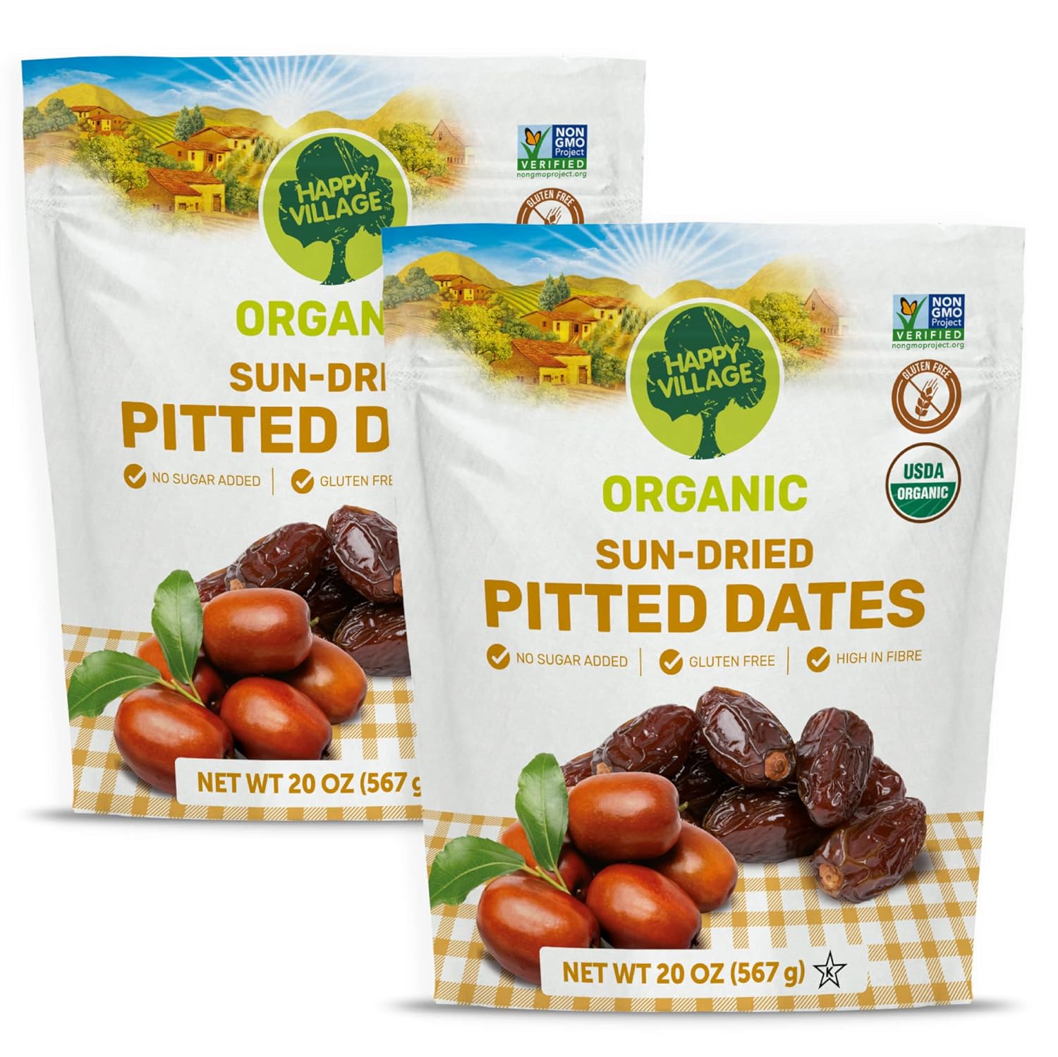 Happy Village Organic Whole Dried Strawberries, 18 OZ Resealable Pack - Soft & Juicy, Kosher, Non-GMO, No Refined Sugar, Apple Juice Infused Dried Strawberry