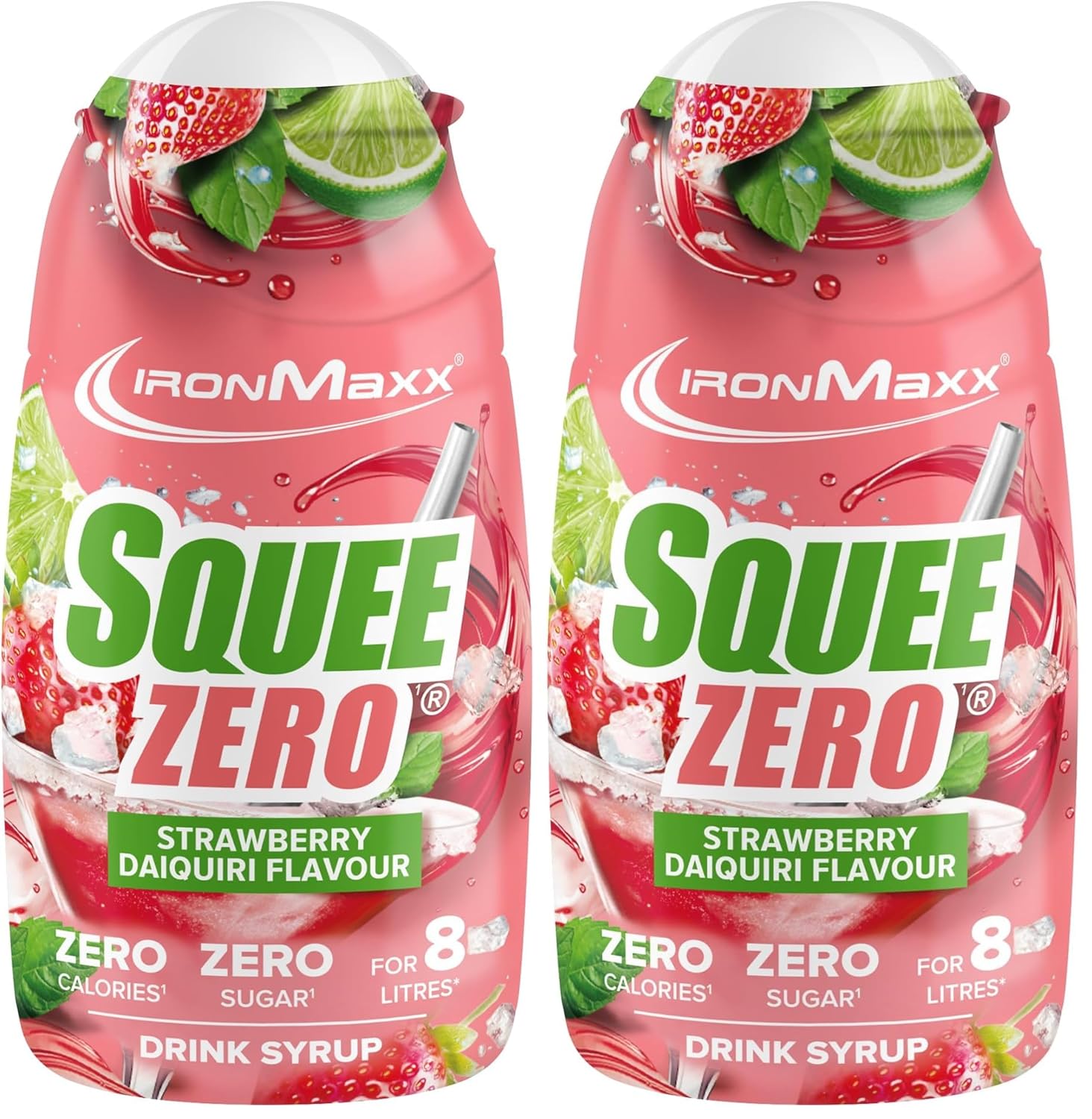 IronMaxx SqueeZero - Raspberry 65ml | Sirup, Erfrischendes Geschmackserlebnis für 8 Liter, Zuckerfrei und Kalorienfrei in 100ml verzehrfertigem Getränk