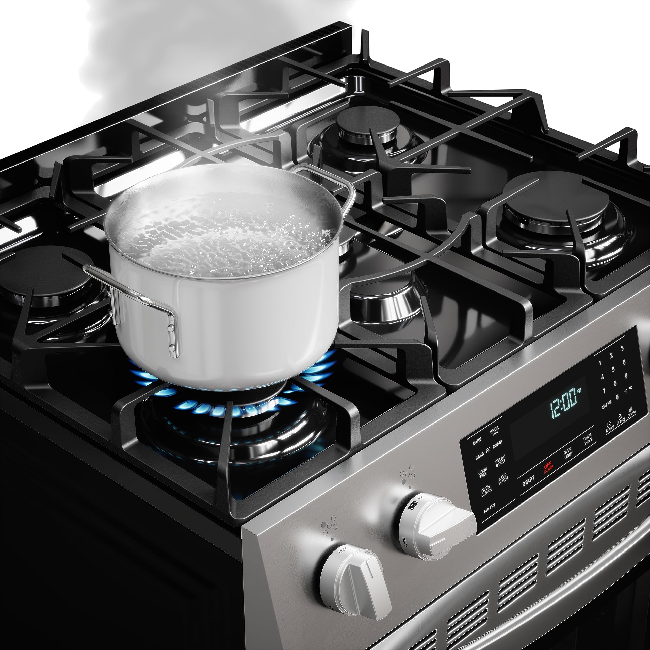 Kenmore Front Control Electric Range Oven with 5 Cooktop Elements with 7 Cooking Power Options, True Convection, Steam and Self Clean, Freestanding Oven, 4.8 cu. ft. Capacity Stainless Steel