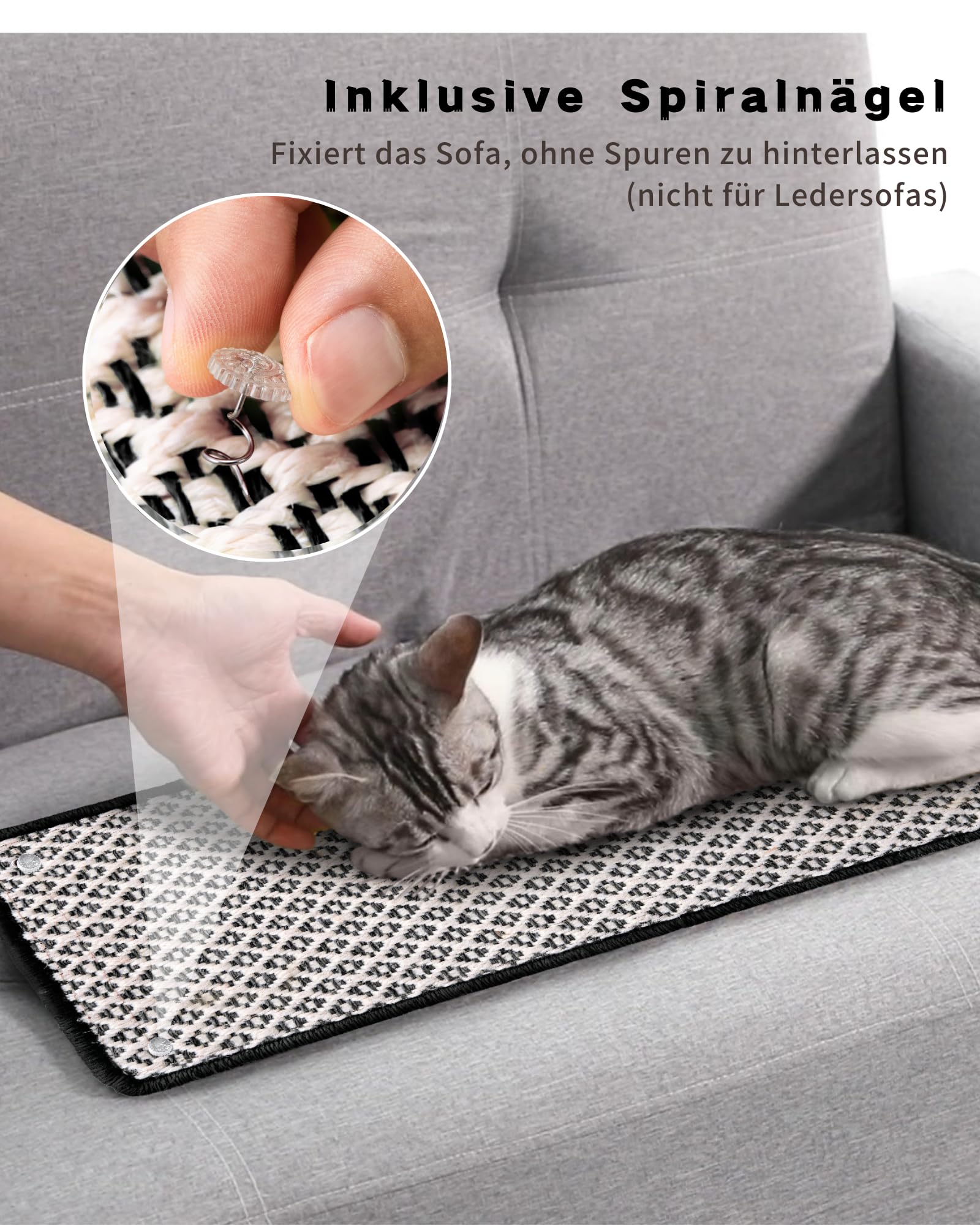 2 Stück Kratzmatte aus Sisal, Kratzmatte für Katzen, mit Klebeband, Katzenkratzmatte, Teppich zum Schutz der Wand, 60 × 25 cm (Braun)