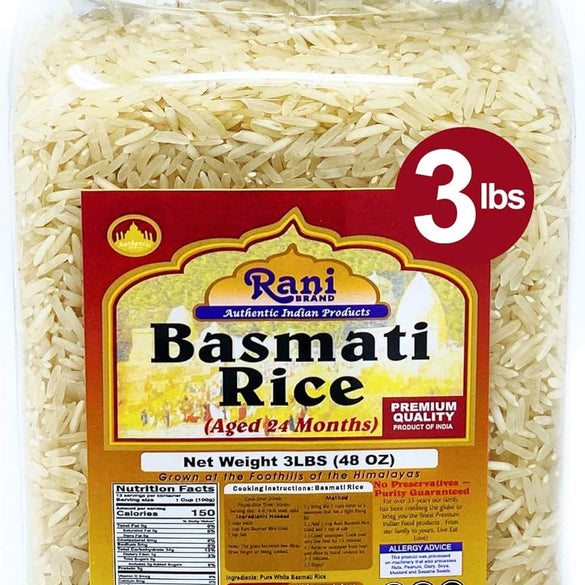 Rani Platinum White Basmati Rice Extra Long Aged 10-Pound Bag, 160oz (10lbs) 4.53kg ~ All Natural | Gluten Friendly | Vegan | Indian Origin | Kosher | Export Quality