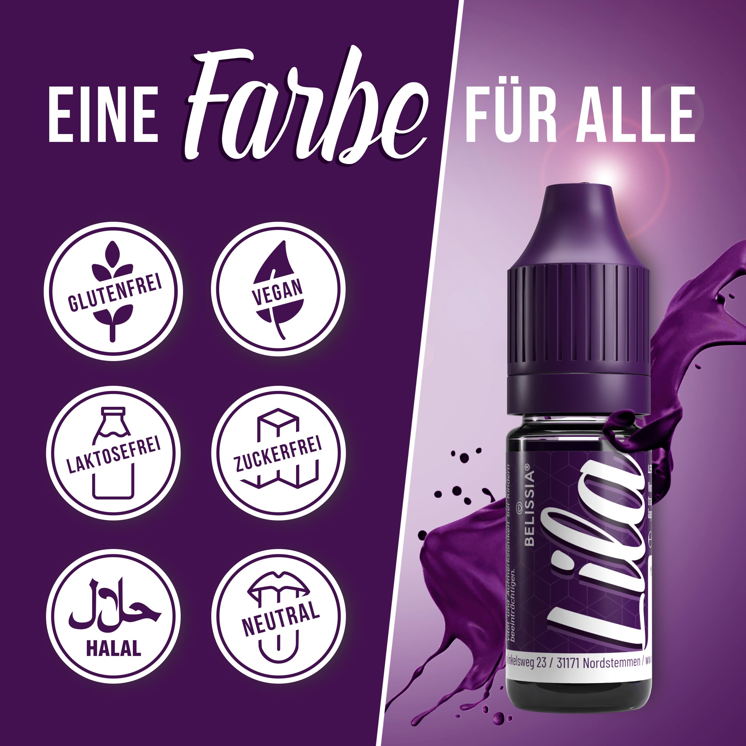 Belissia Lebensmittelfarbe Set – 8x10ml flüssig & hochkonzentriert – Lebensmittelechte Speisefarbe zum Backen, Kochen, Fondant & DIY - vegan, stark färbend, geschmacksneutral