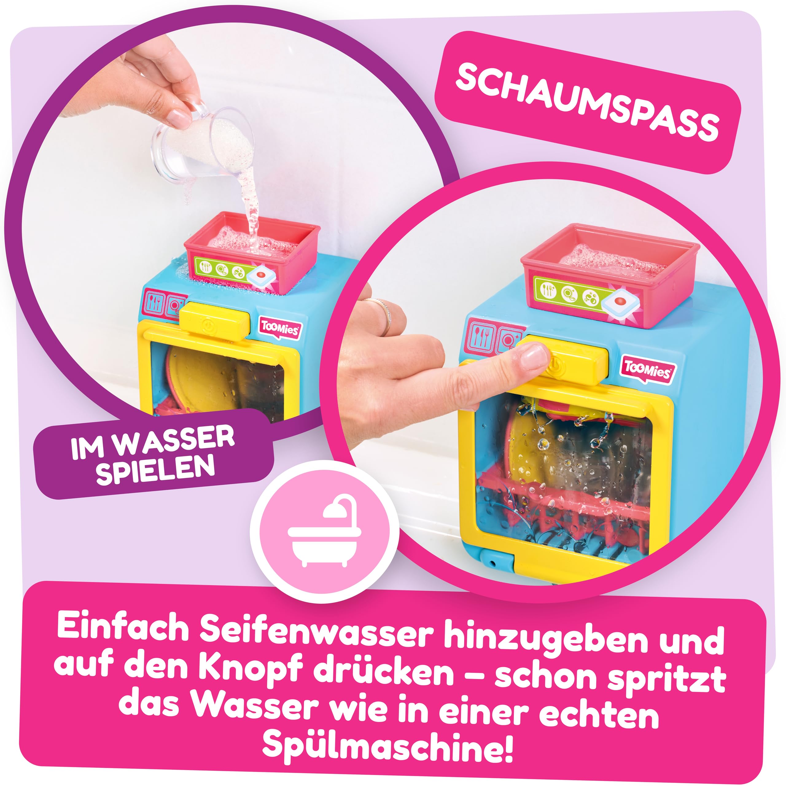 Tomy Toomies Bade-Barista, Wandmontiertes Baby-Badespielzeug als Café & Schaumbad-Spielküche für Kleinkinder - Küchen-Set: 3 Tassen, 1 Krug, 1 Shaker – ab 18 Monaten für Mädchen & Jungen