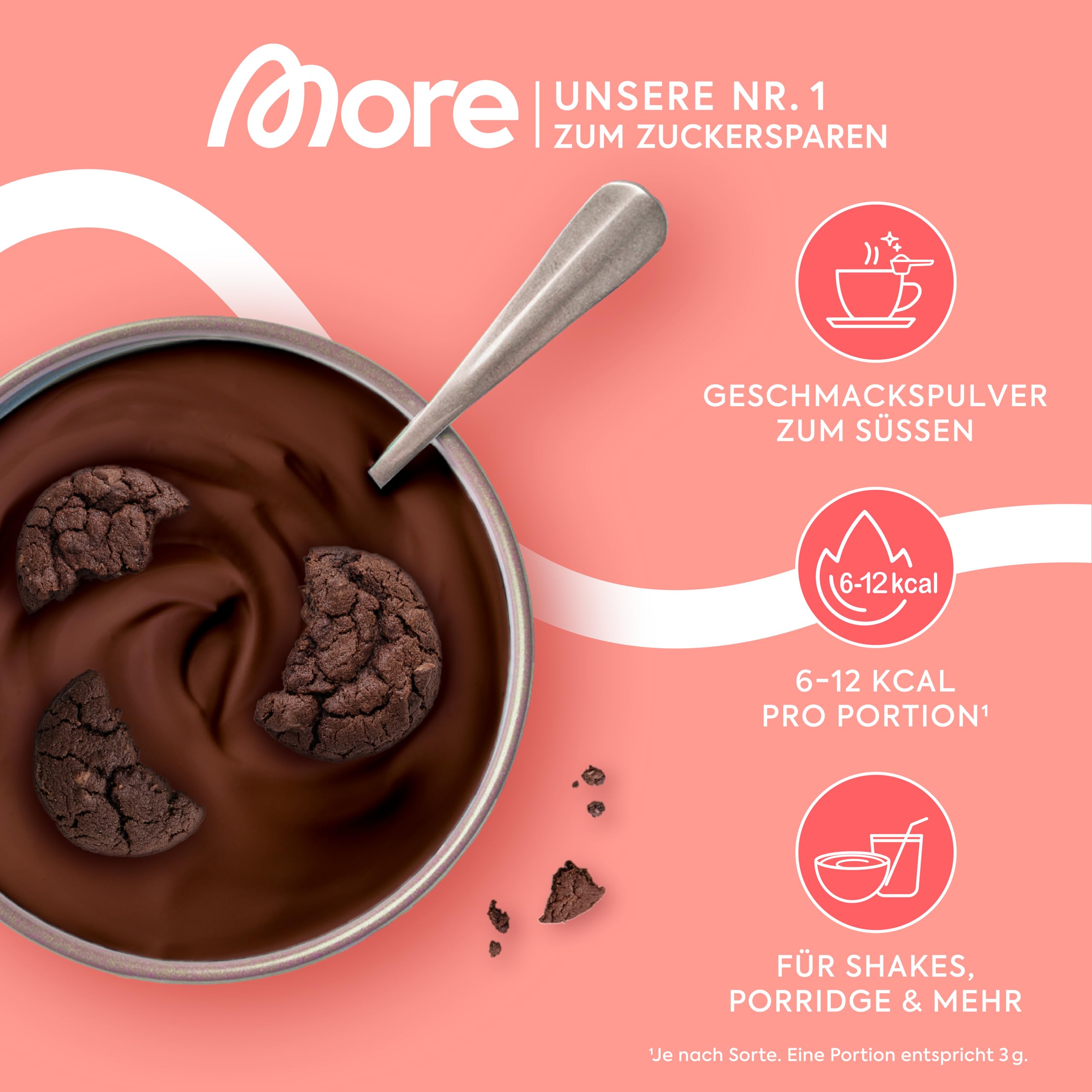 MORE Chunky Flavour, Vanilla Perfection, 150 g, vegan, Geschmackspulver zum Süßen, ohne viel Zucker und Kalorien, mit Inulin und Laktase - made in Germany