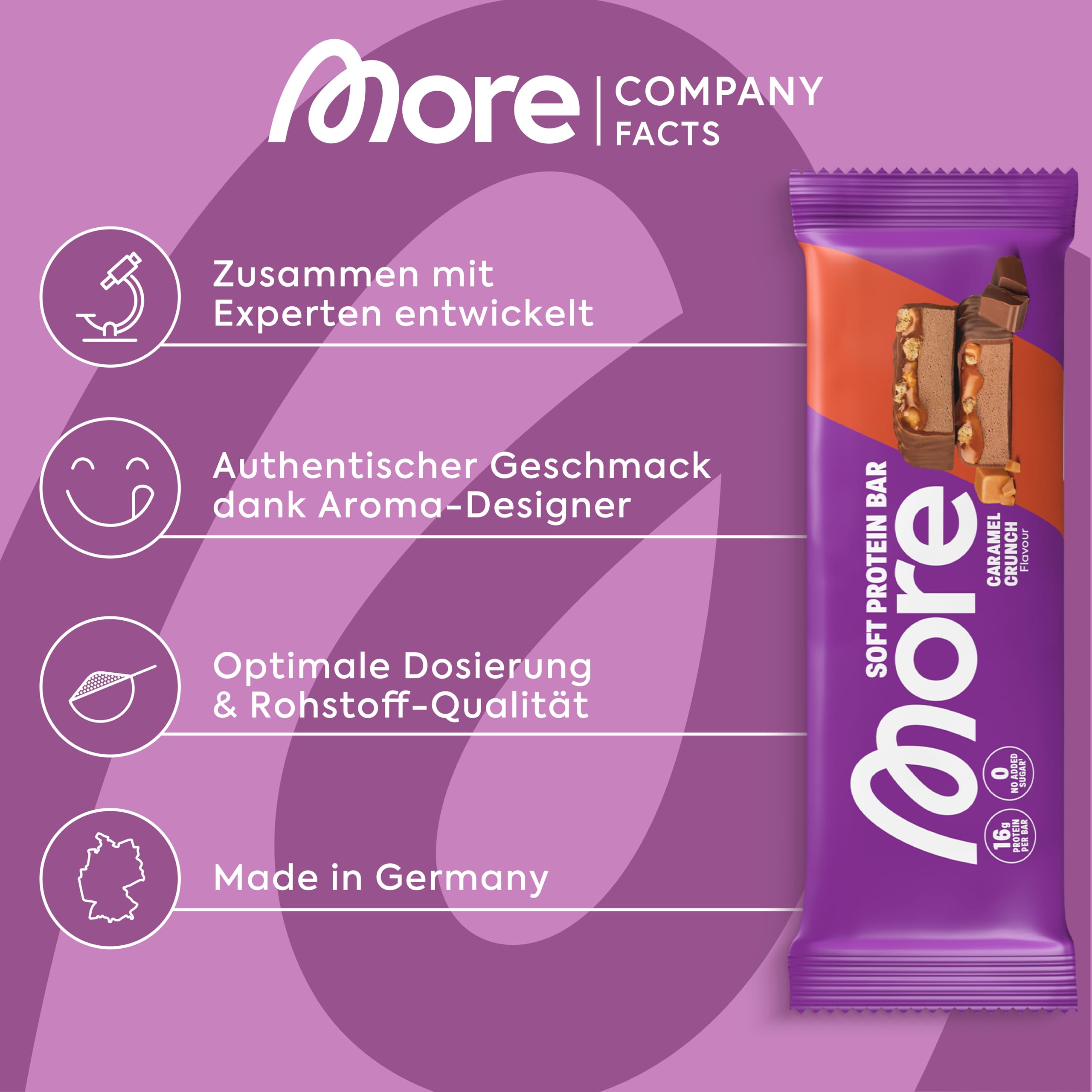 MORE Protein Bar, 10er Box, White Chocolate Peanut Caramel, Protein Riegel ohne Zuckerzusatz (Design kann variieren)
