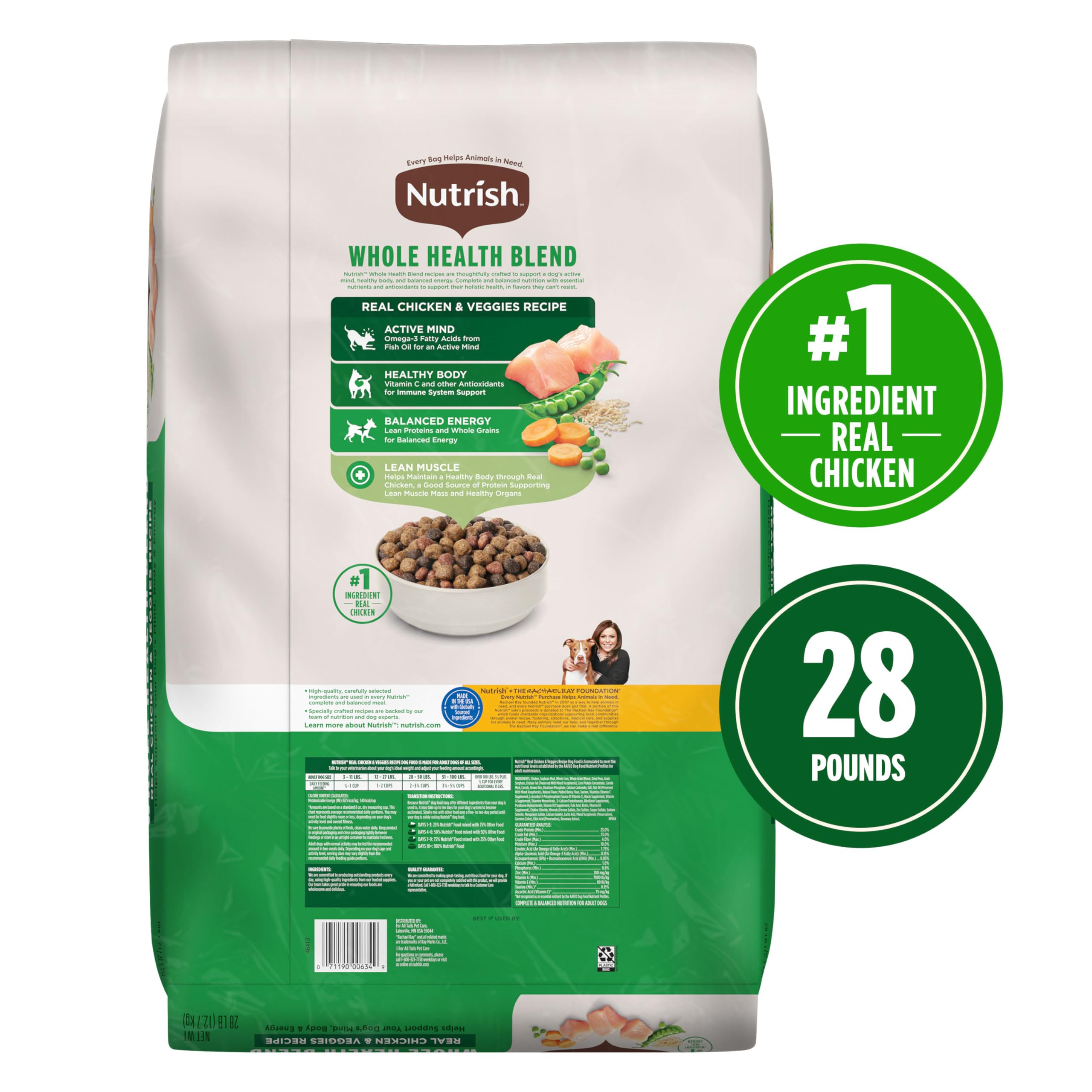 Nutrish Dry Dog Food, Real Chicken & Veggies Recipe Whole Health Blend, 6 lb. Bag (Rachael Ray)