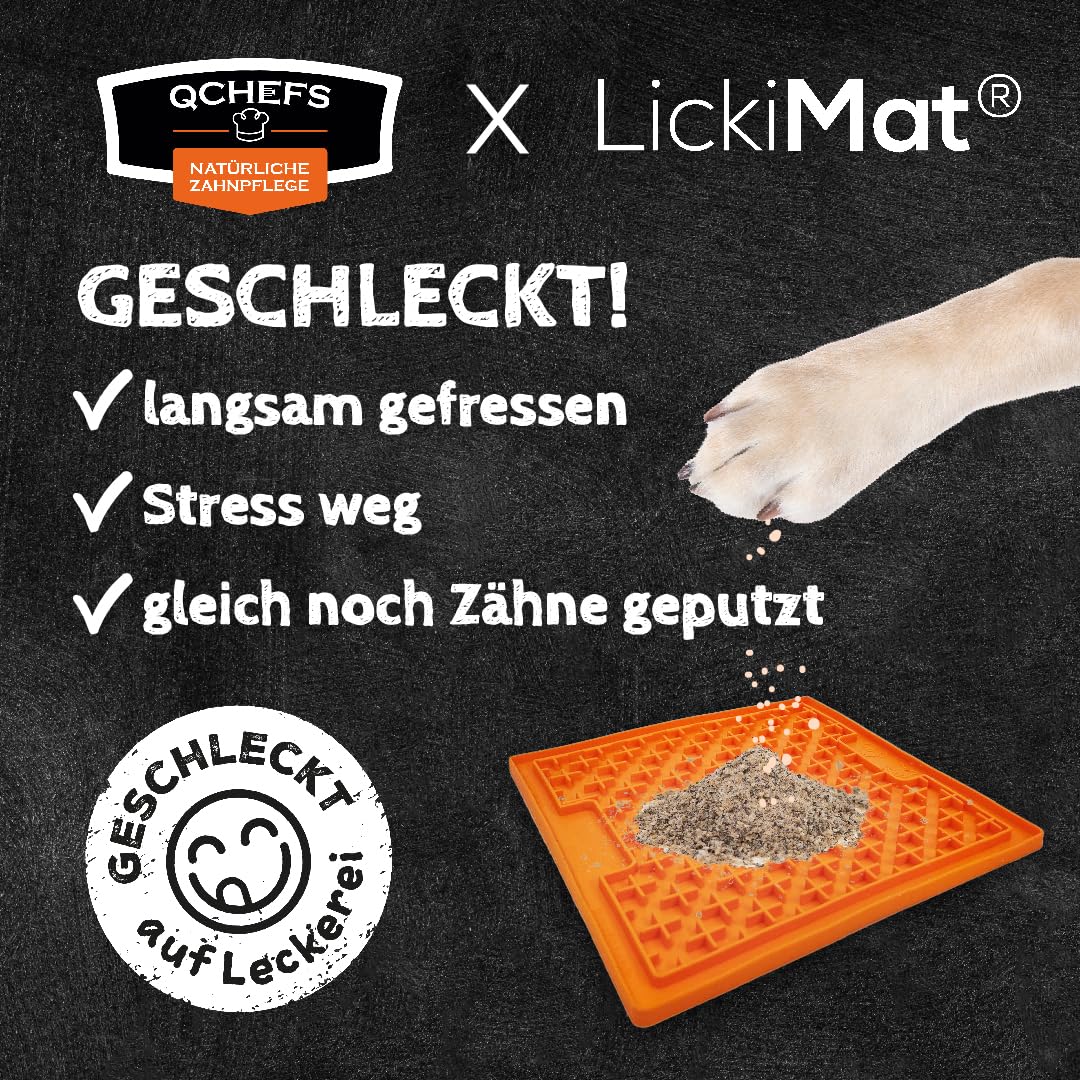 QCHEFS 2er Pack Großpackung Papie Zahnputzflocken für große Hunde - Zahnpflege Hund, ohne Dentalspray für Hunde, Zahnsteinentferner & Mundgeruch Kontrolle, Ideal für Hunde von der Schleckmatte