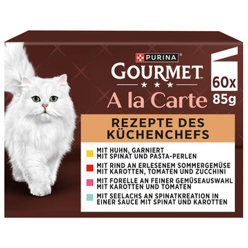 Gourmet A la Carte Katzenfutter nass, Sorten-Mix, 60er Pack (60 x 85g)