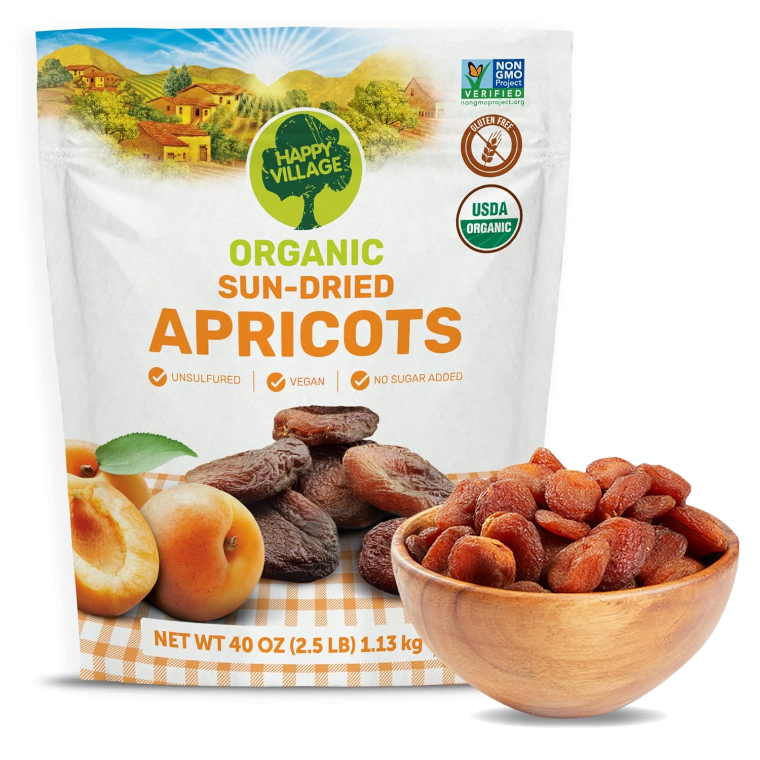 Happy Village Organic Whole Dried Strawberries, 18 OZ Resealable Pack - Soft & Juicy, Kosher, Non-GMO, No Refined Sugar, Apple Juice Infused Dried Strawberry