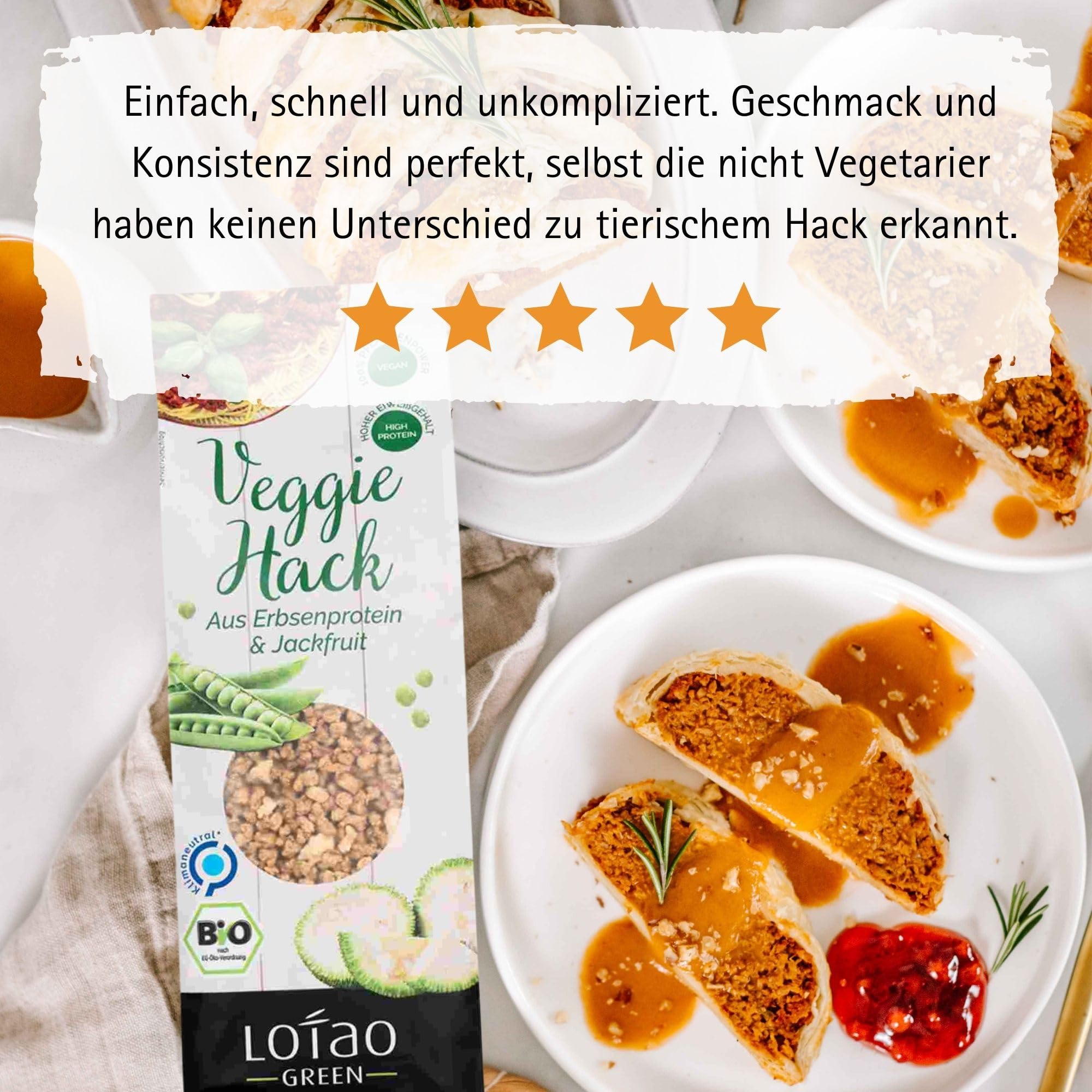 Lotao Veggie Hack – Bio, Vegan, Proteinreich – 1000g Hack auf Erbsenprotein-Basis mit Jackfruit – Perfekt für Bolognese, Burger, Braten & vieles mehr