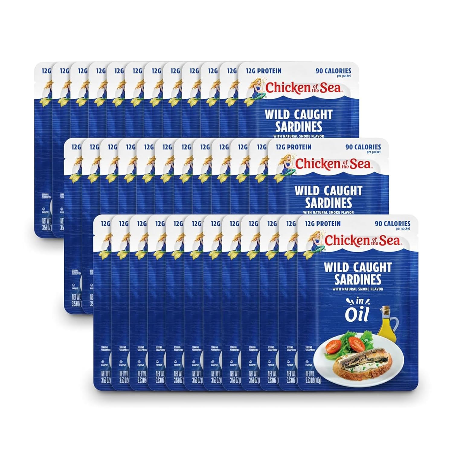 Chicken of the Sea Sardines in Olive Oil, 3.75 oz. (Pack of 18), Wild Caught Canned Sardines, Packaging May Vary