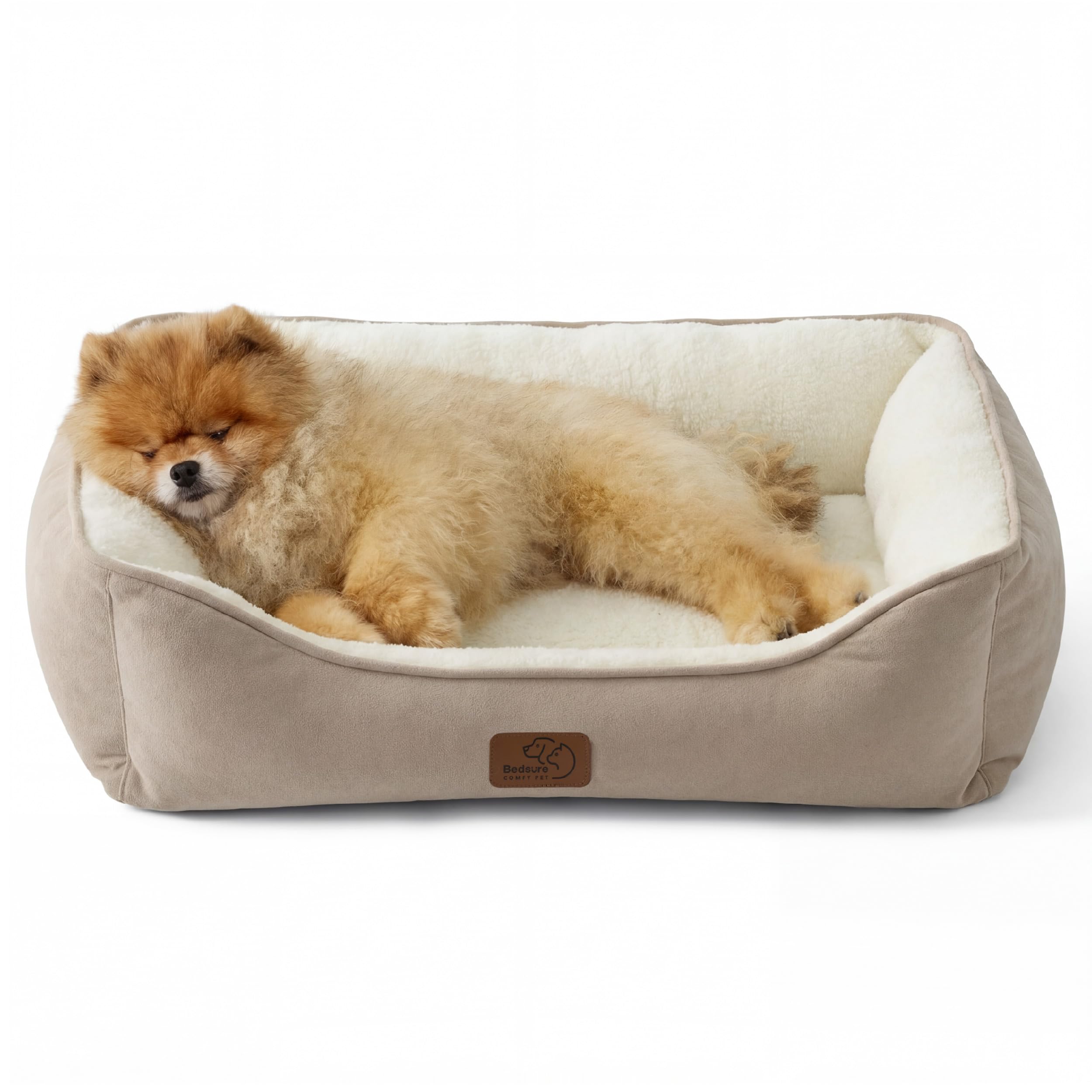 BEDSURE Katzenbett waschbar Katzen Bettchen - 51x41cm Katzenkorb Indoor mit Rutschfester Basis, quadratisches Hundebett für kleine Hunde mit weichem Rand, grau