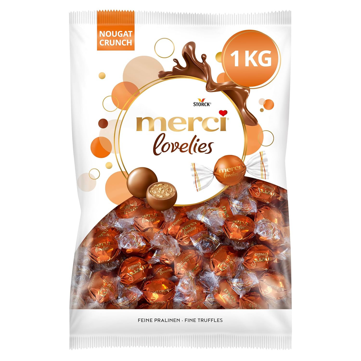 merci lovelies Classic – 1 x 185 g – Pralinen-Schachtel mit 5 gefüllten Schokoladen-Spezialitäten – Schokokugeln zum Teilen & Verschenken