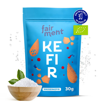 Fairment® - Original Bio Wasserkefir Kristalle Starterkulturen für unendlich viel Wasser-Kefir mit Anleitung und Erfolgsgarantie (1 Liter (30g Kristalle)