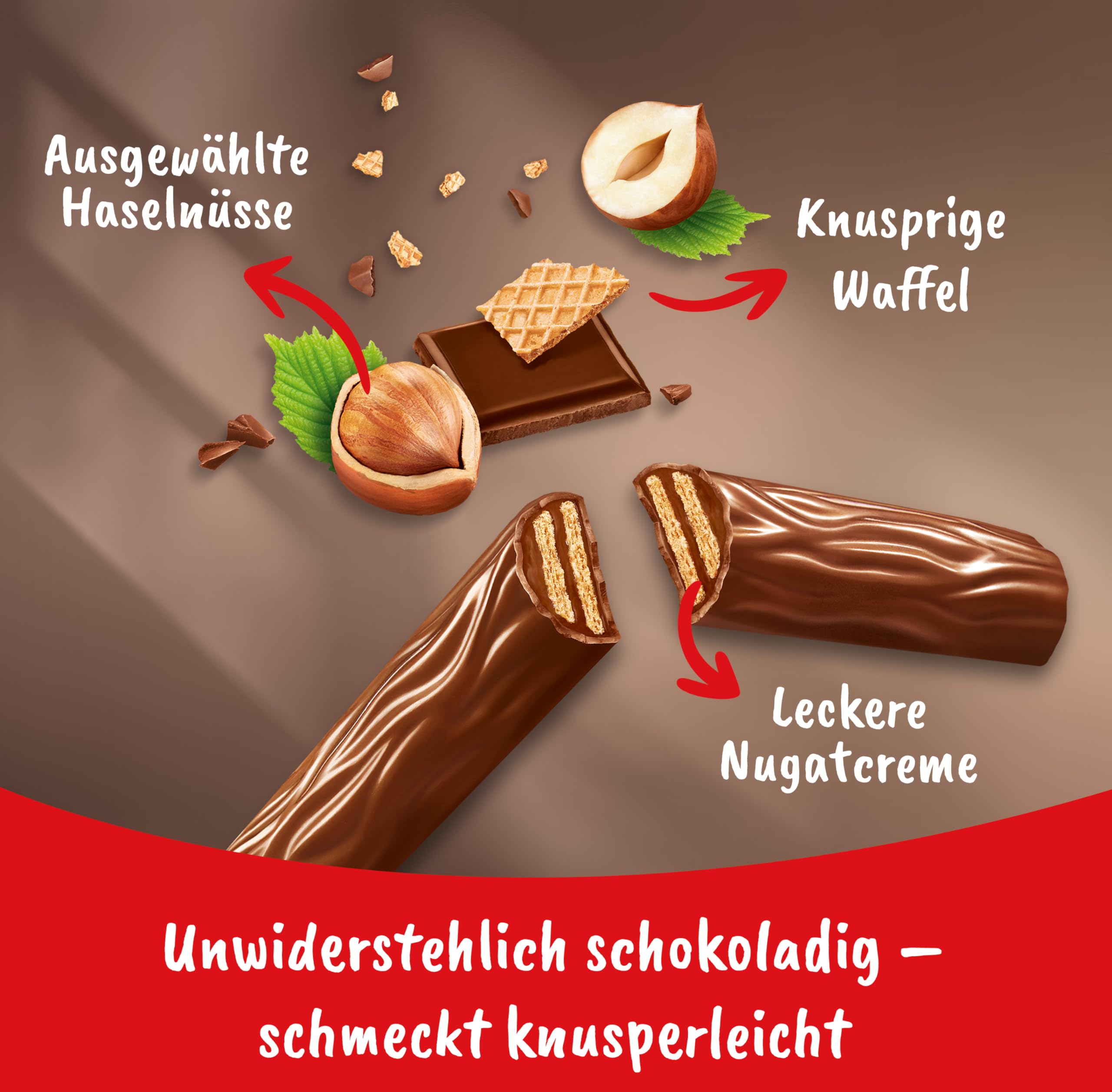 Duplo – Schokoriegel mit feiner Nugatcreme, knuspriger Waffel & zarter Vollmilchschokolade – Schmeckt knusperleicht – 1 Packung mit 10 Einzelriegeln (10 x 18,2 g)