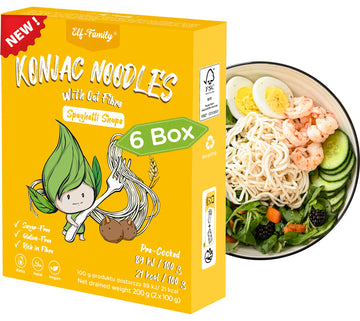 Premium Konjak Nudeln aus Thailand Vegan Glutenfrei-240gx 6er Box(12 pack), Elf-Family Shirataki Nudeln Instant Nudeln Pasta/Keto/Low Carb/Kalorienarme/Zuckerfrei -Spaghetti & Fettuccine