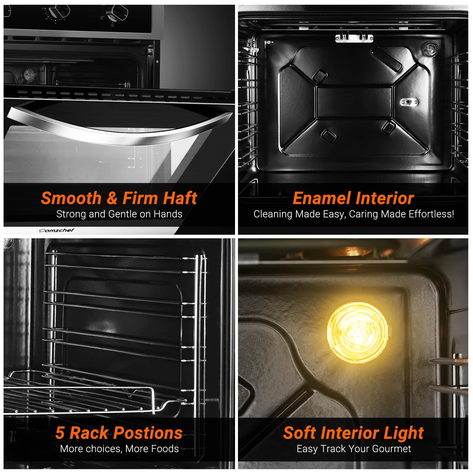 24" Single Wall Oven for Kitchen: 2200W Built-in Electric Wall Oven with Mechanical Knobs Control, 2.65 Cu.ft. Stainless Steel Wall Oven with 5 Cooking Modes, 360° ROTATING ROTISSERIE, Timer