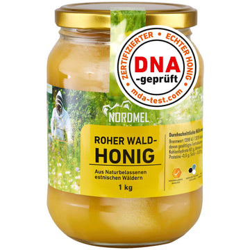Reiner, wilder, natürlicher, roher Honig, 1 kg, ungefiltert, natürlicher Honig aus dem Ostseewald in Estland, nachhaltig geerntet mit 100% grüner Energie