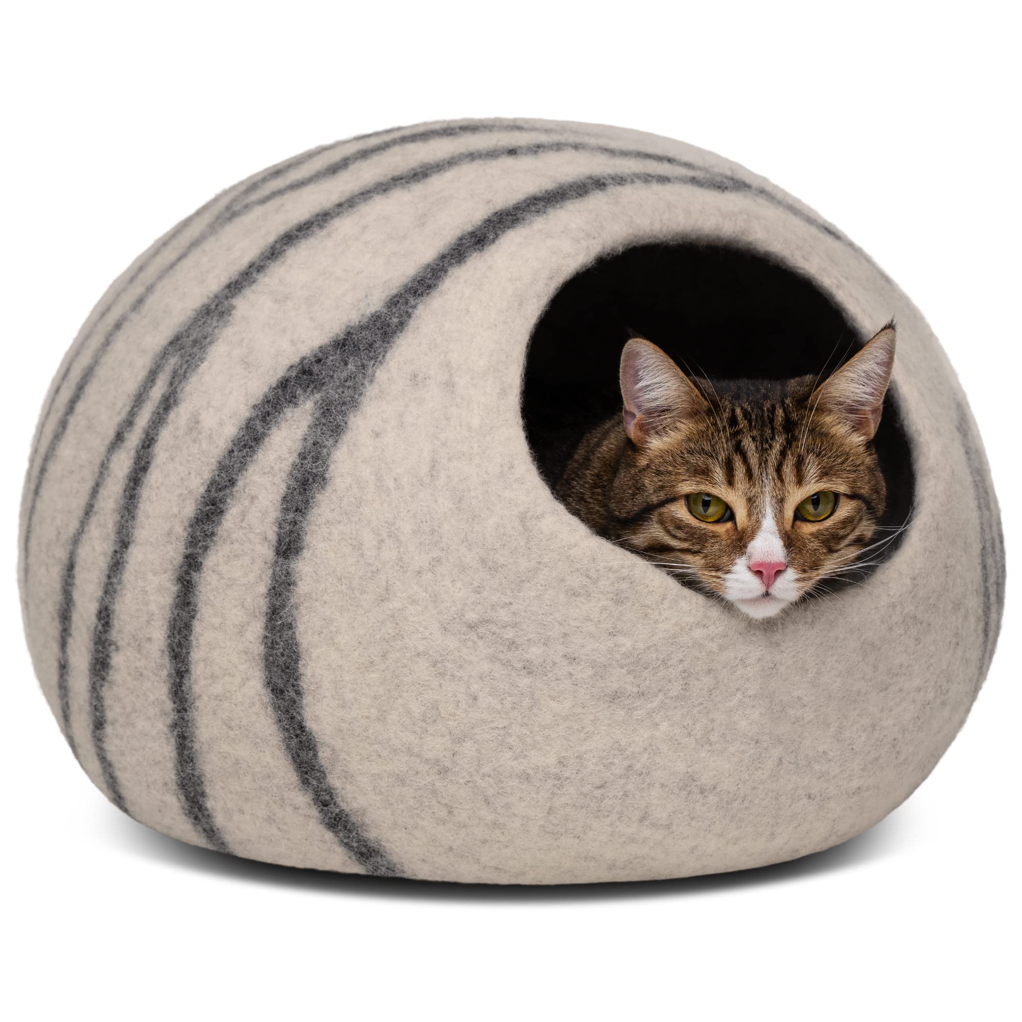 MEOWFIA Katzenbett aus Merinowolle – Handgefilztes, Umweltfreundliches Katzenbett für Katzen & Kätzchen – Weiches Schlafbett, Warm im Winter & Kühl im Sommer, Stilvolles Design