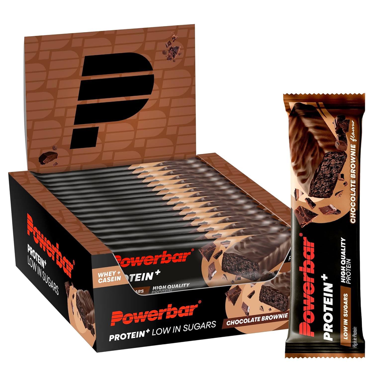 Powerbar - Protein Plus - Low Sugar - Chocolate-Brownie - 30x35g - Riegel mit nur 107 Kcal - Fitnessriegel mit Ballaststoffen