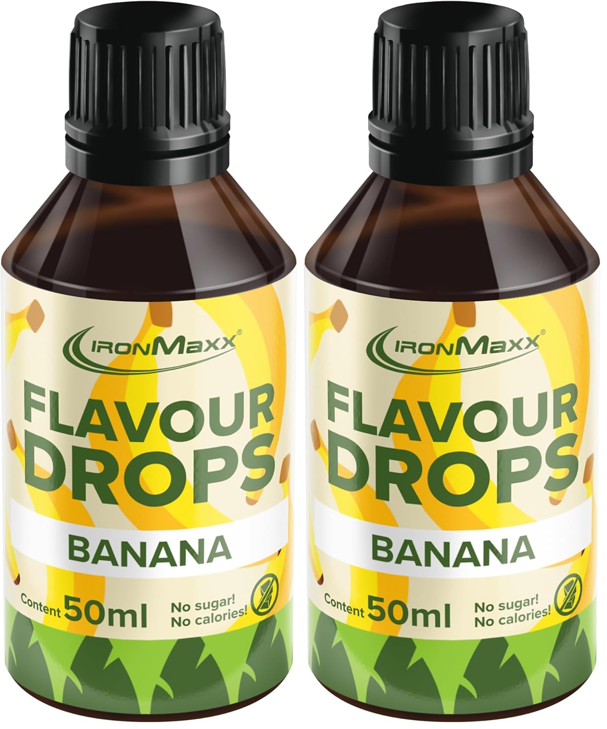 IronMaxx Flavour Drops - Vanilla 50ml | kalorienfrei & zuckerfrei | vegane Aromatropfen zum süßen von Lebensmitteln | praktischer Tropfer-Verschluss