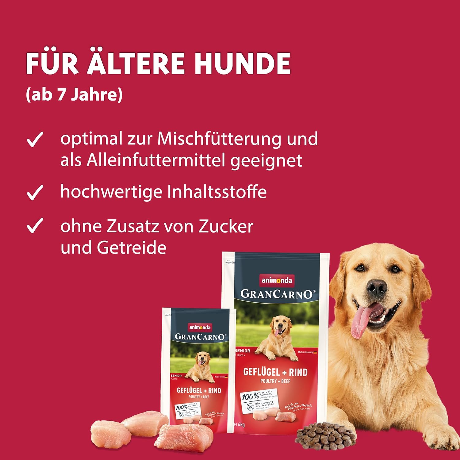 animonda GranCarno Adult Deftige Variation (6 x 800 g), Hundenassfutter für ausgewachsene Tiere, Nassfutter für Hunde mit 100% frischen, fleischlichen Zutaten, Hundefutter ohne Getreide