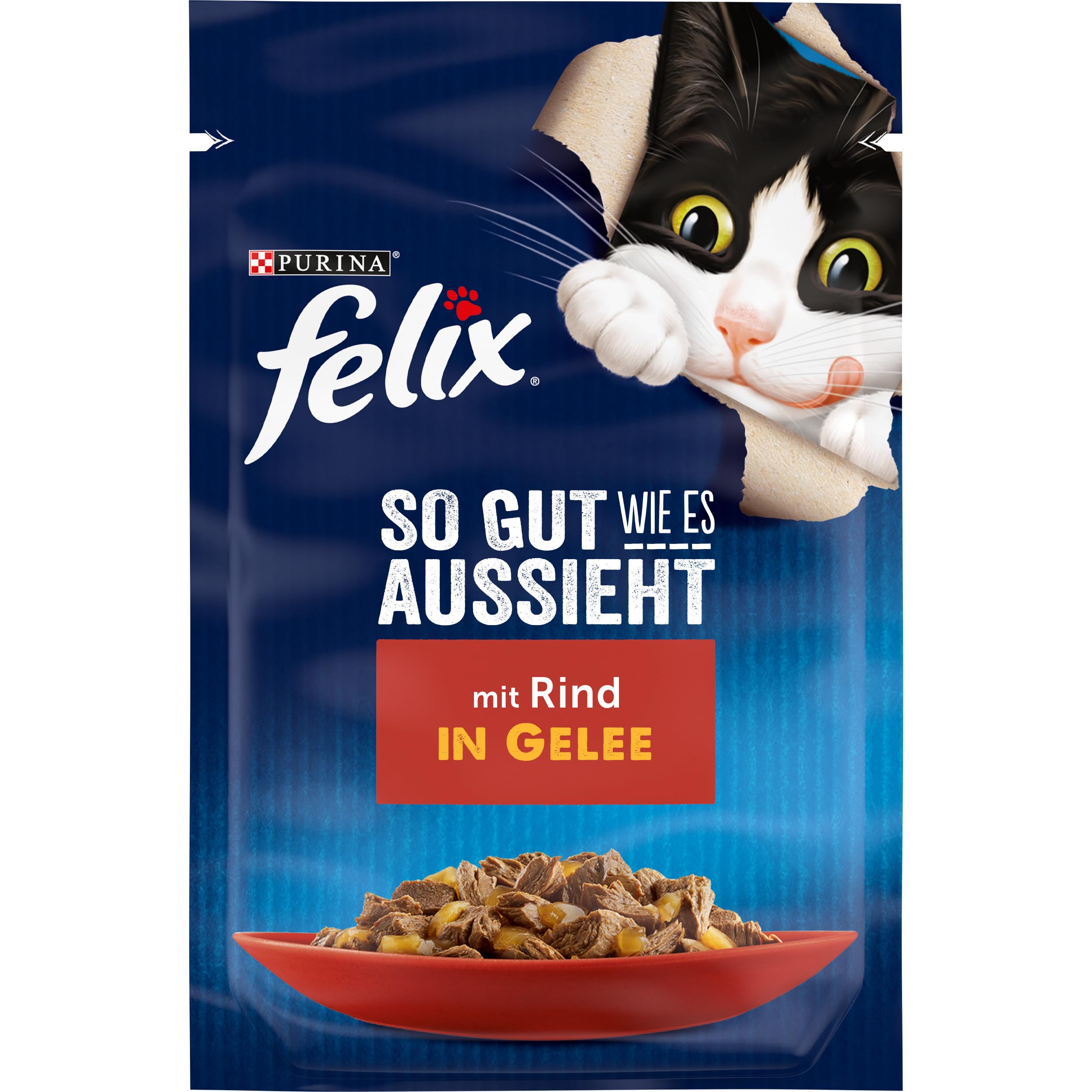 Felix So gut wie es aussieht Katzenfutter nass in Gelee, mit Huhn, 26er Pack (26 x 85g)