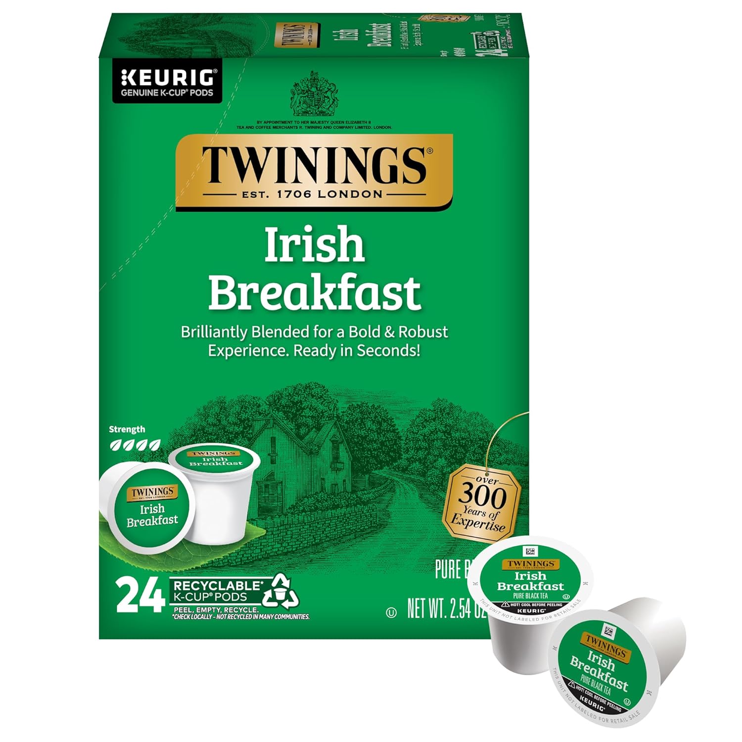 Twinings English Breakfast Black Tea K-Cup Pods for Keurig, 24 Count (Pack of 1), Smooth, Flavourful, Robust, Caffeinated, Enjoy Hot or Iced