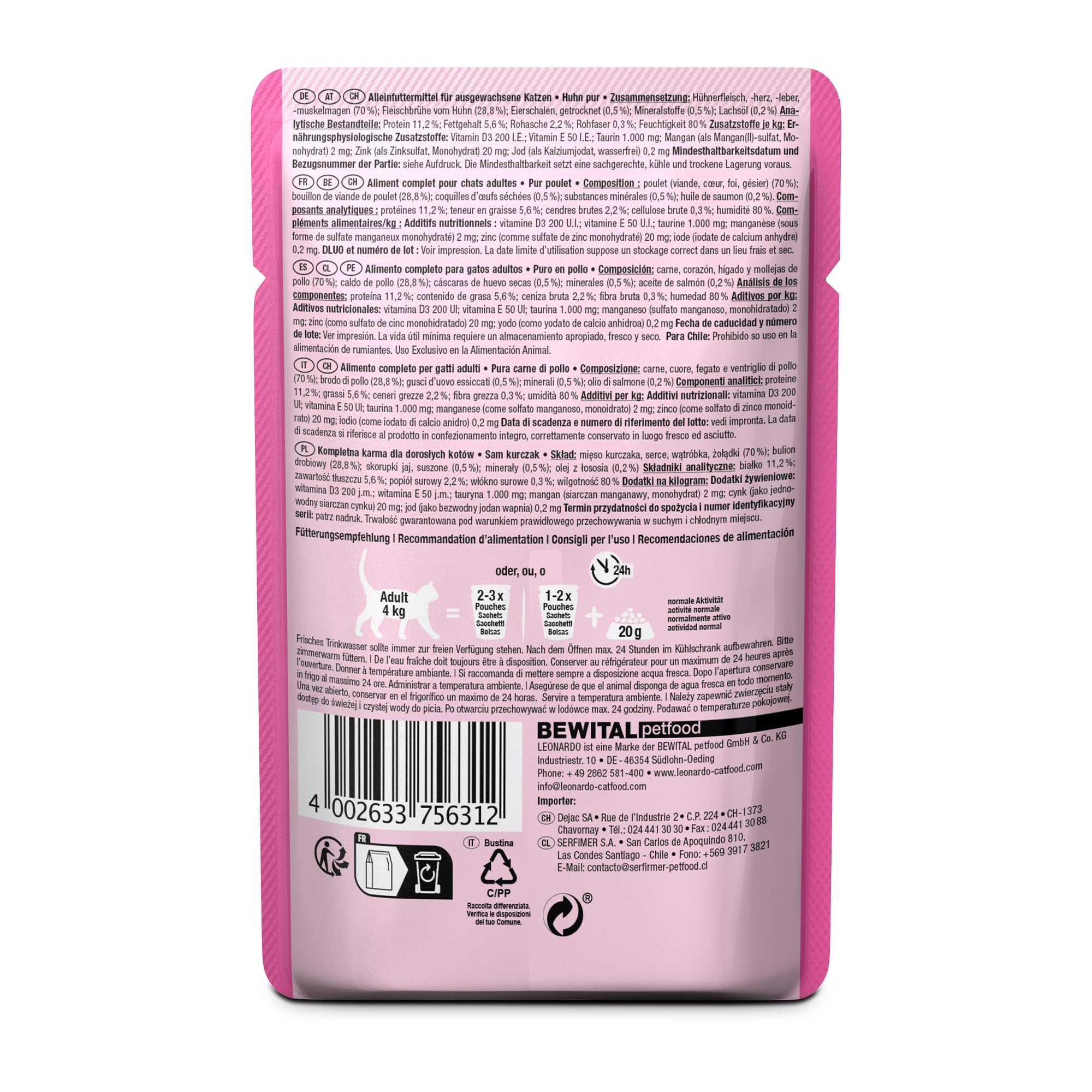 LEONARDO Frischebeutel [16x85g Kaninchen + Cranberries] | Getreidefreies Nassfutter für Katzen | Feuchtfutter Alleinfutter im Einzelportionsbeutel