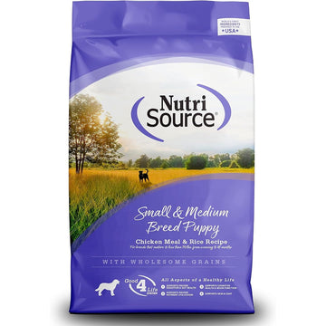 NutriSource Puppy Food for Small and Medium Breeds, Chicken Meal and Rice, 26LB