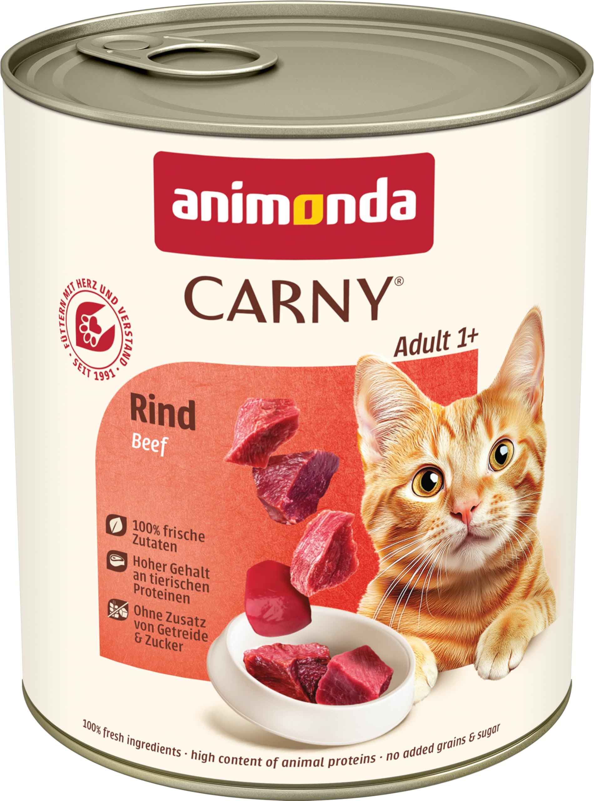 animonda Carny Adult Huhn + Lachs (6 x 400 g), Katzennassfutter für ausgewachsene Katzen, Nassfutter mit 100 % frischen, fleischlichen Zutaten, Katzenfutter ohne Getreide und Zucker