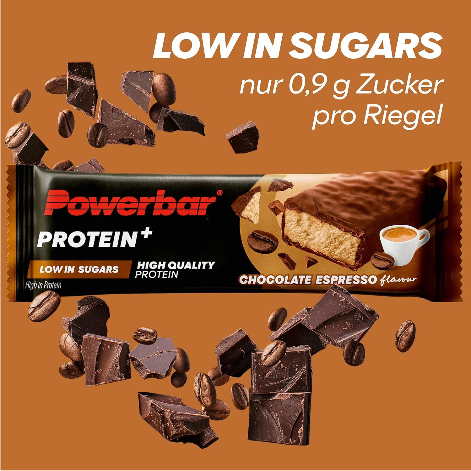 Powerbar - Protein Plus - Low Sugar - Chocolate-Brownie - 30x35g - Riegel mit nur 107 Kcal - Fitnessriegel mit Ballaststoffen