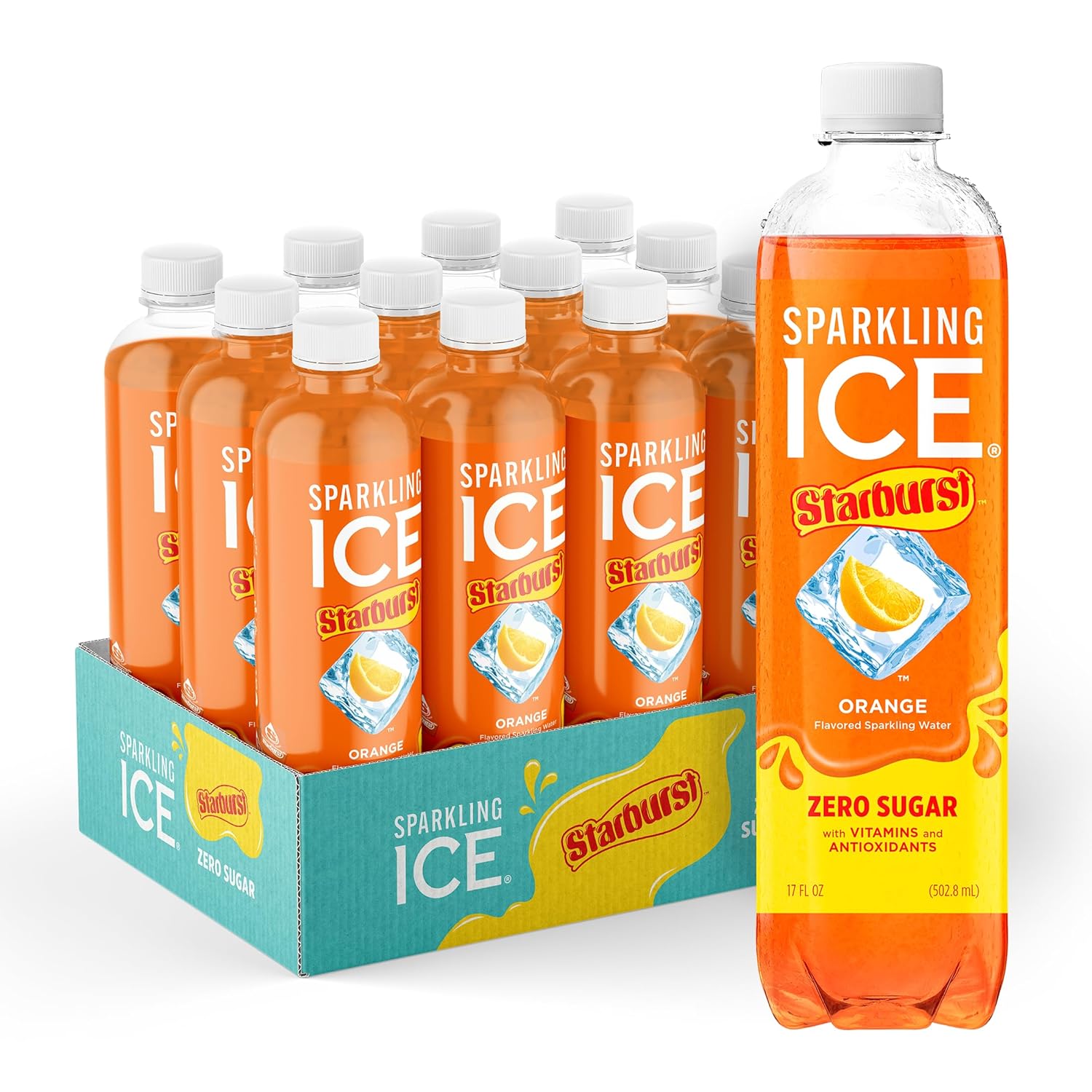 Sparkling Ice STARBURST Red Variety Pack, Zero Sugar Flavored Sparkling Water, Vitamins & Antioxidants, 17 fl oz, 12 count (Kiwi Strawberry, Black Cherry, Starburst Fruit Punch, Starburst Watermelon)
