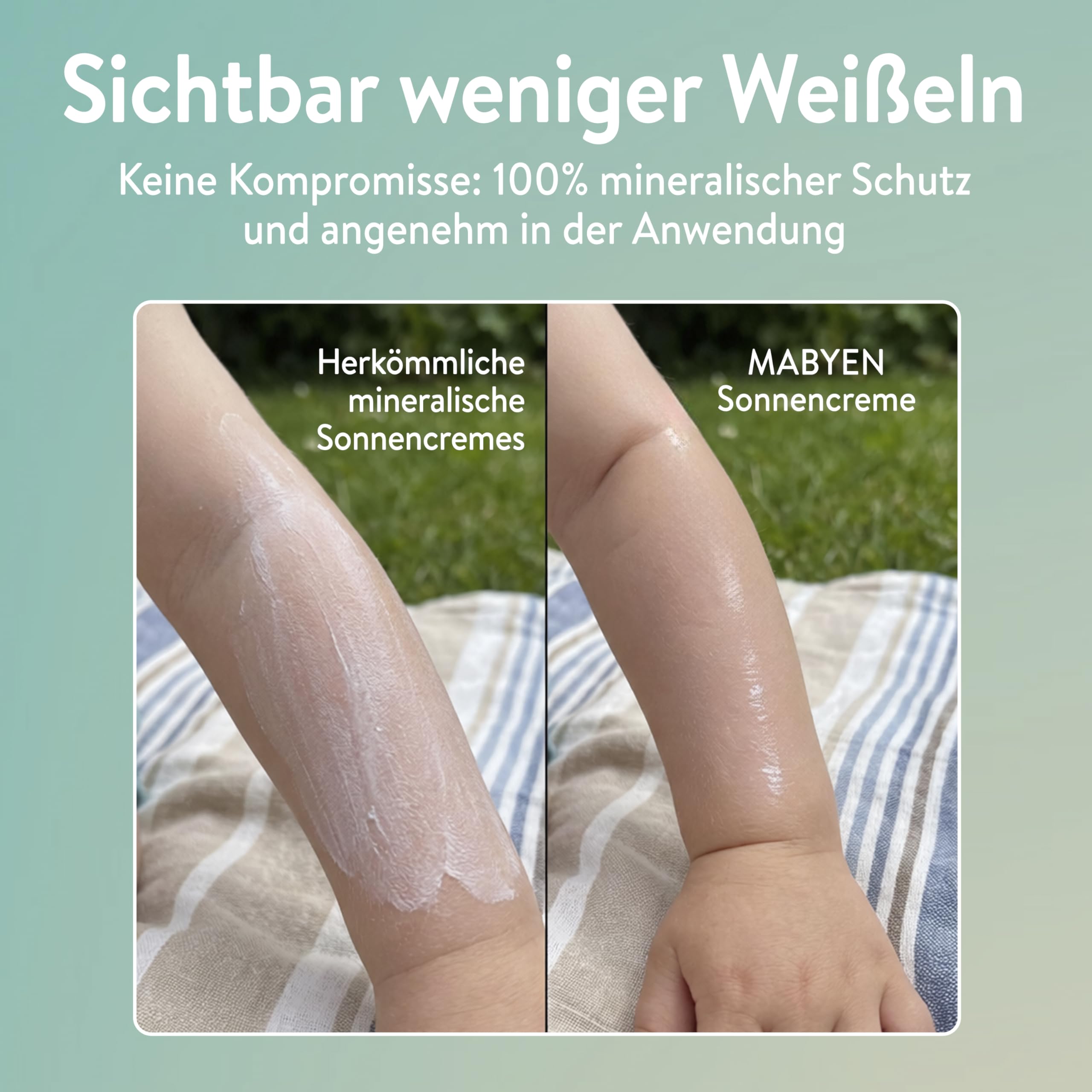 MABYEN Baby & Kids Sonnenspray LSF 50 und After Sun Lotion Set, 100% mineralischer UV-Filter aus Zinkoxid, parfümfrei, COSMOS Natural, 150 ml + 180 ml