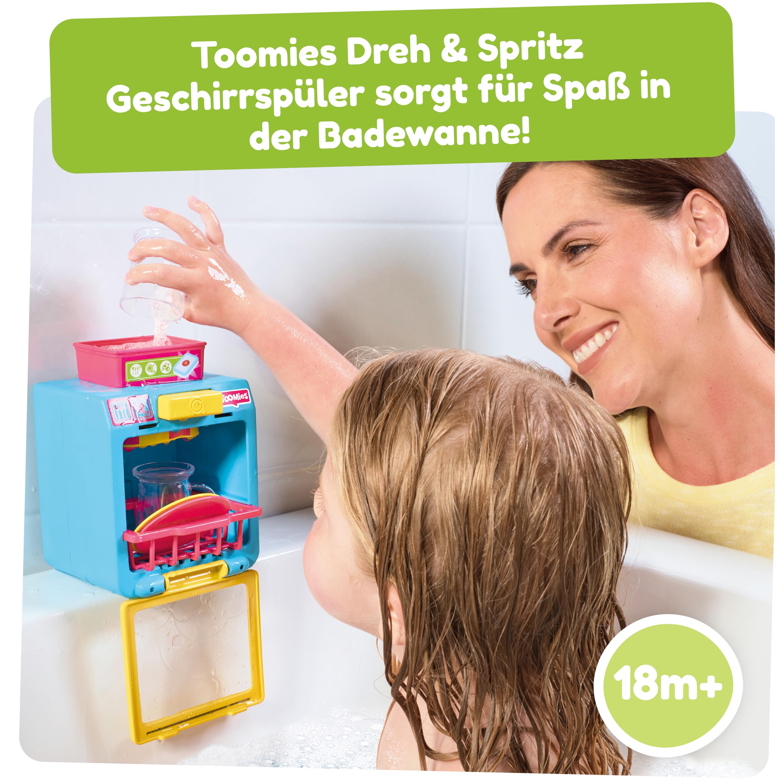 Tomy Toomies Bade-Barista, Wandmontiertes Baby-Badespielzeug als Café & Schaumbad-Spielküche für Kleinkinder - Küchen-Set: 3 Tassen, 1 Krug, 1 Shaker – ab 18 Monaten für Mädchen & Jungen
