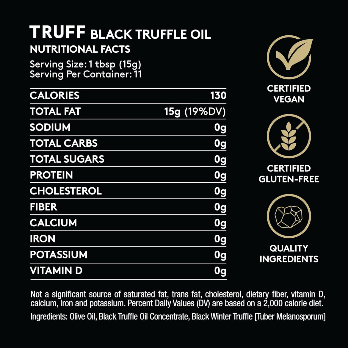 TRUFF Black Truffle Oil - Black Truffle Infused Olive Oil - Gourmet Dressing, Seasoning, Marinade, or Drizzle, Non-GMO, Gluten-Free, 5.6 fl.oz
