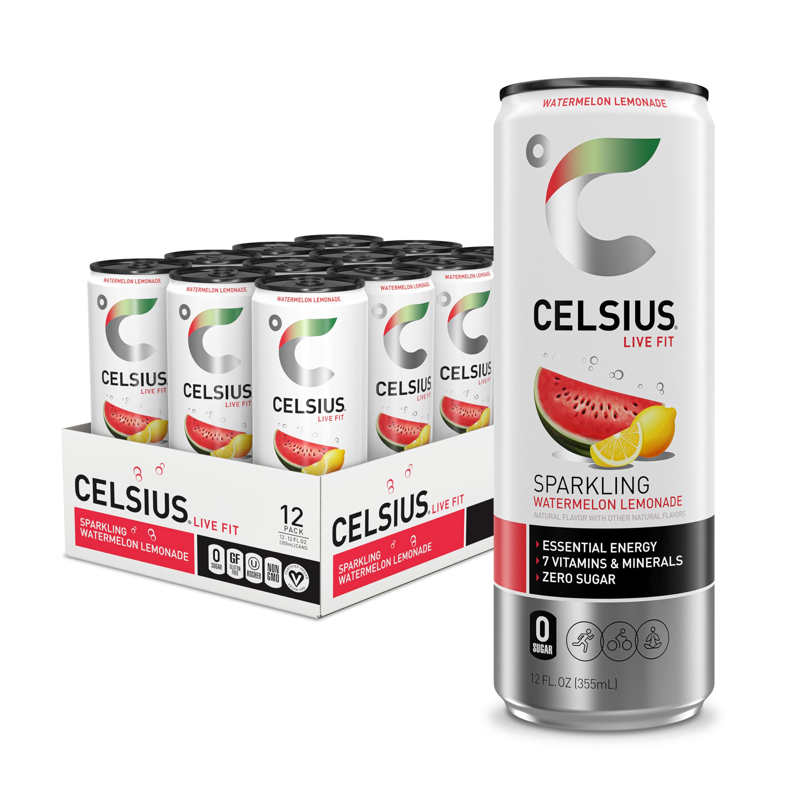 CELSIUS Sparkling Kiwi Guava, Functional Essential Energy Drink 12 Fl Oz (Pack of 12)
