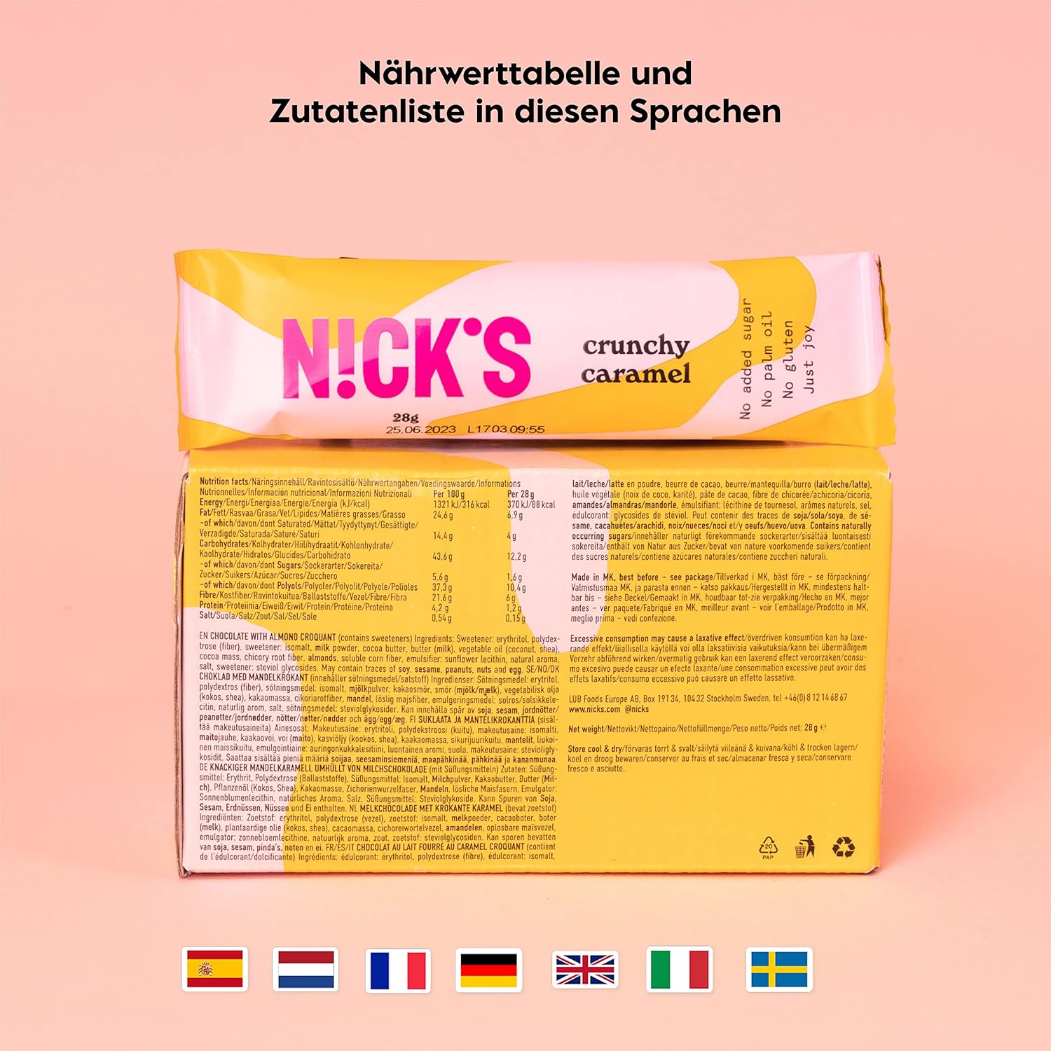 NICKS Keto Riegel Coconut, Schokolade Kokos Snacks, 175 Kalorien, 2 Net carbs, ohne Zuckerzusatz, Glutenfrei, Low carb Süssigkeiten (15x40g)