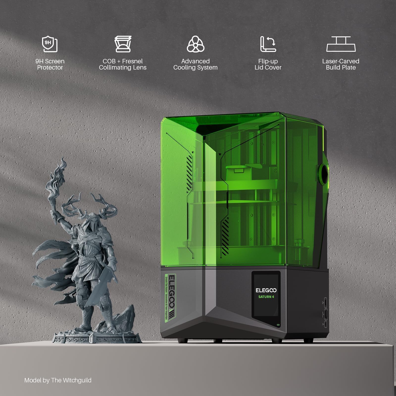 ELEGOO Saturn 4 Ultra 16K Resin 3D Printer, 10" 16K Mono LCD Resin Printer with Smart Mechanical Sensor, Heated Resin Tank, Auto-Leveling, 150mm/h Fast Printing, Print Size 8.33 × 4.66 × 8.66 Inch