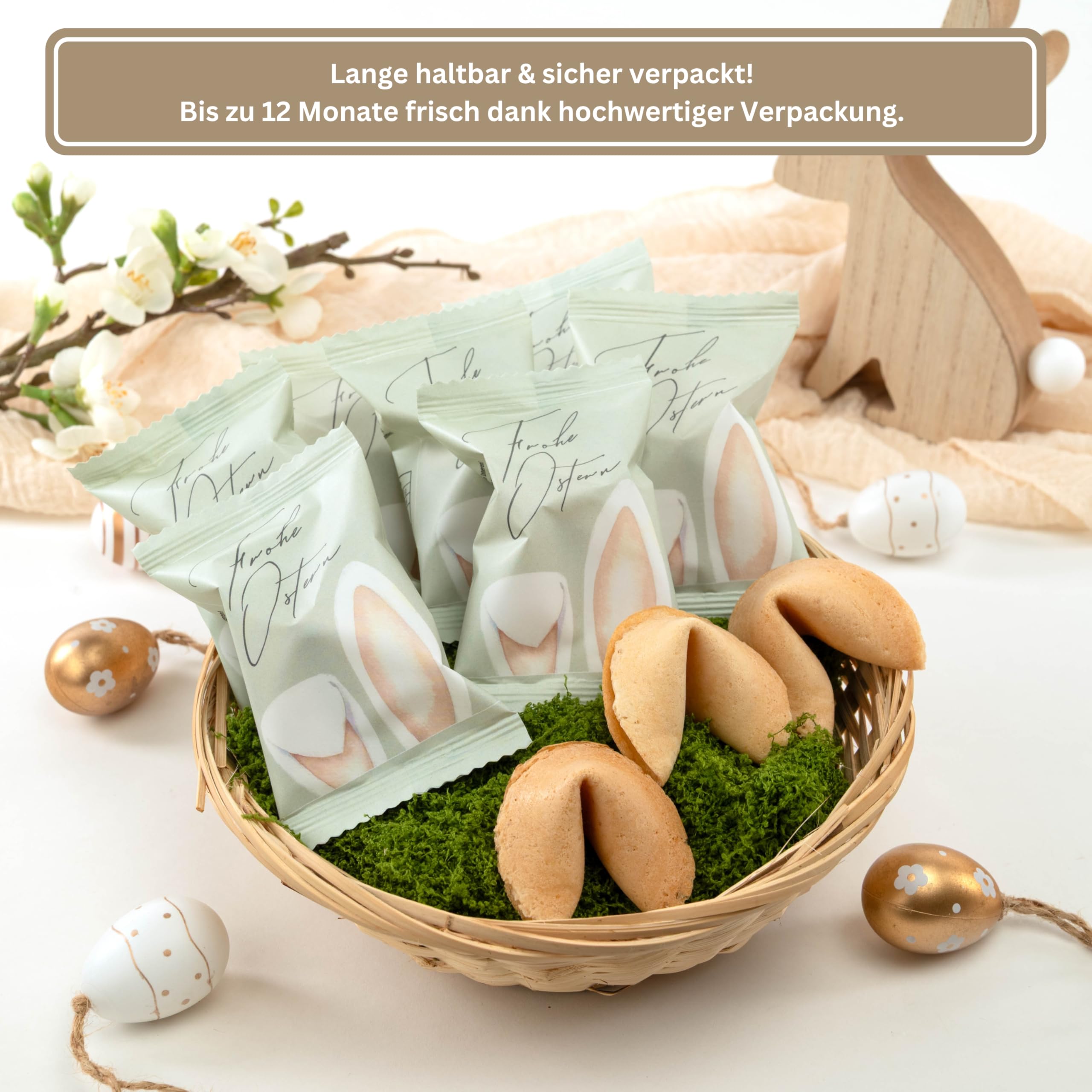Lucky Treats Glückskekse - 25 Stück - Schön, dass du da bist - Gastgeschenke Hochzeit Deko - Sprüche auf Deutsch & Englisch - regional hergestellt