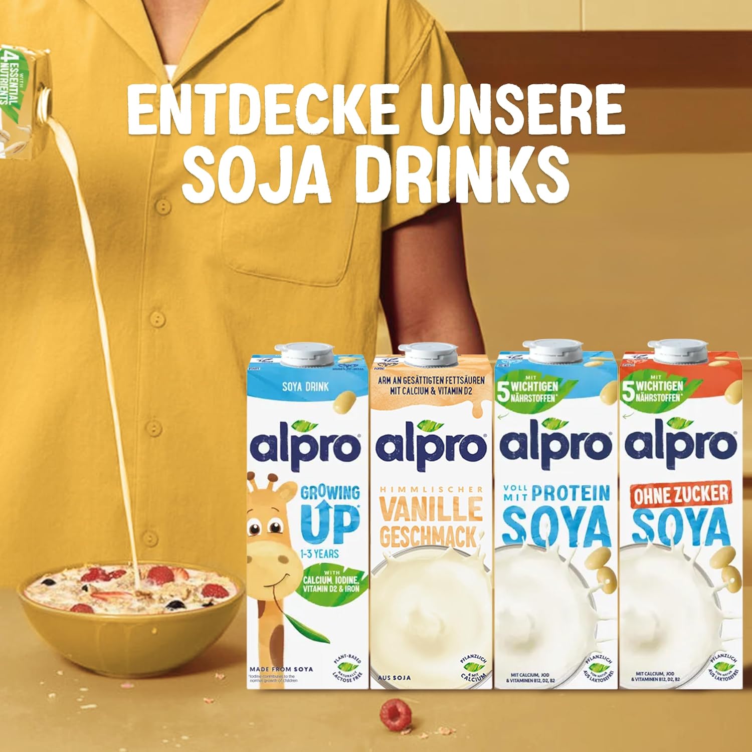 Alpro Sojadrink Vanille Pflanzlicher Drink Vegan 8x1L