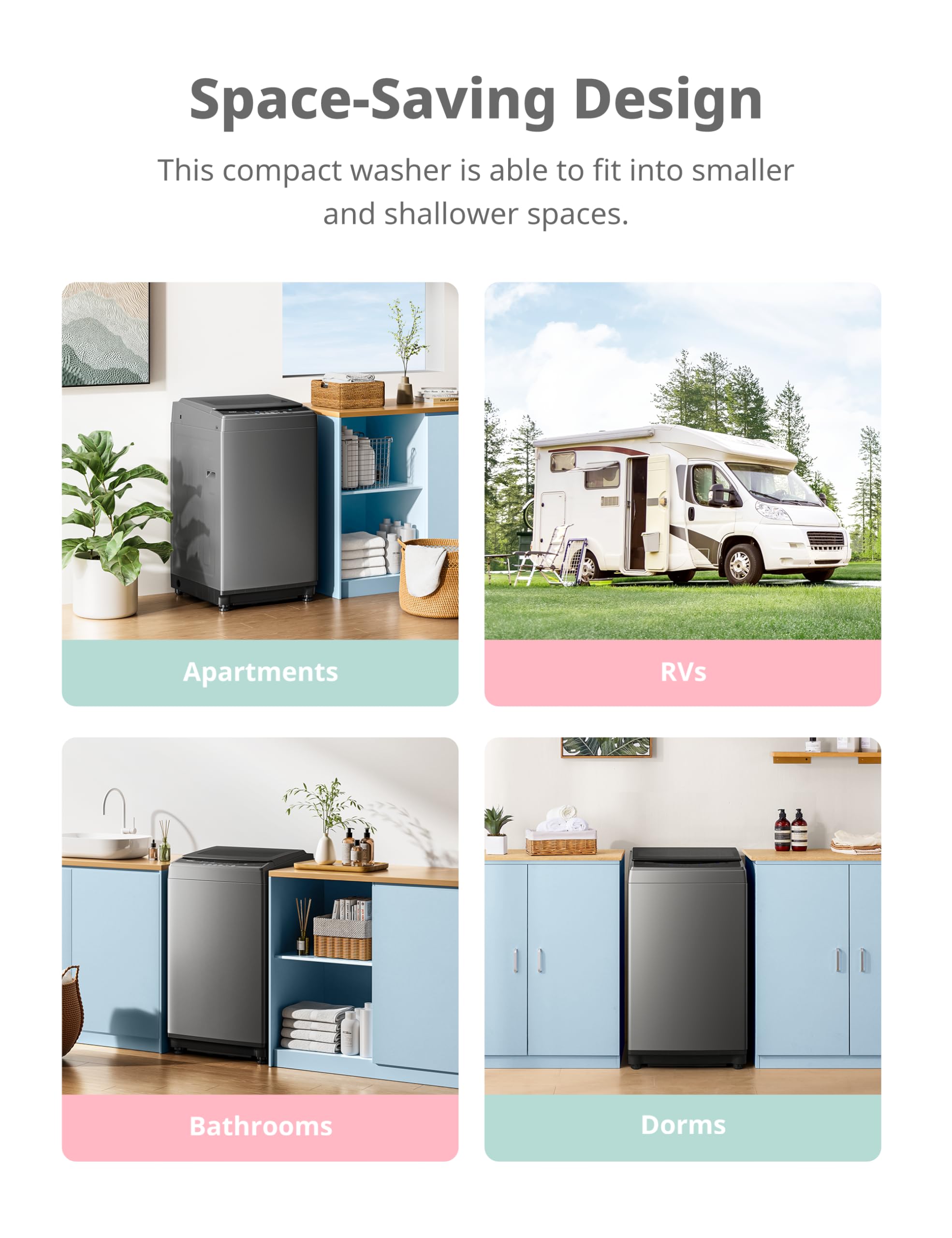 COMFEE' Portable Washing Machine, 0.9 cu.ft Compact Washer With LED Display, 5 Wash Cycles, 2 Built-in Rollers, Space Saving Full-Automatic Washer