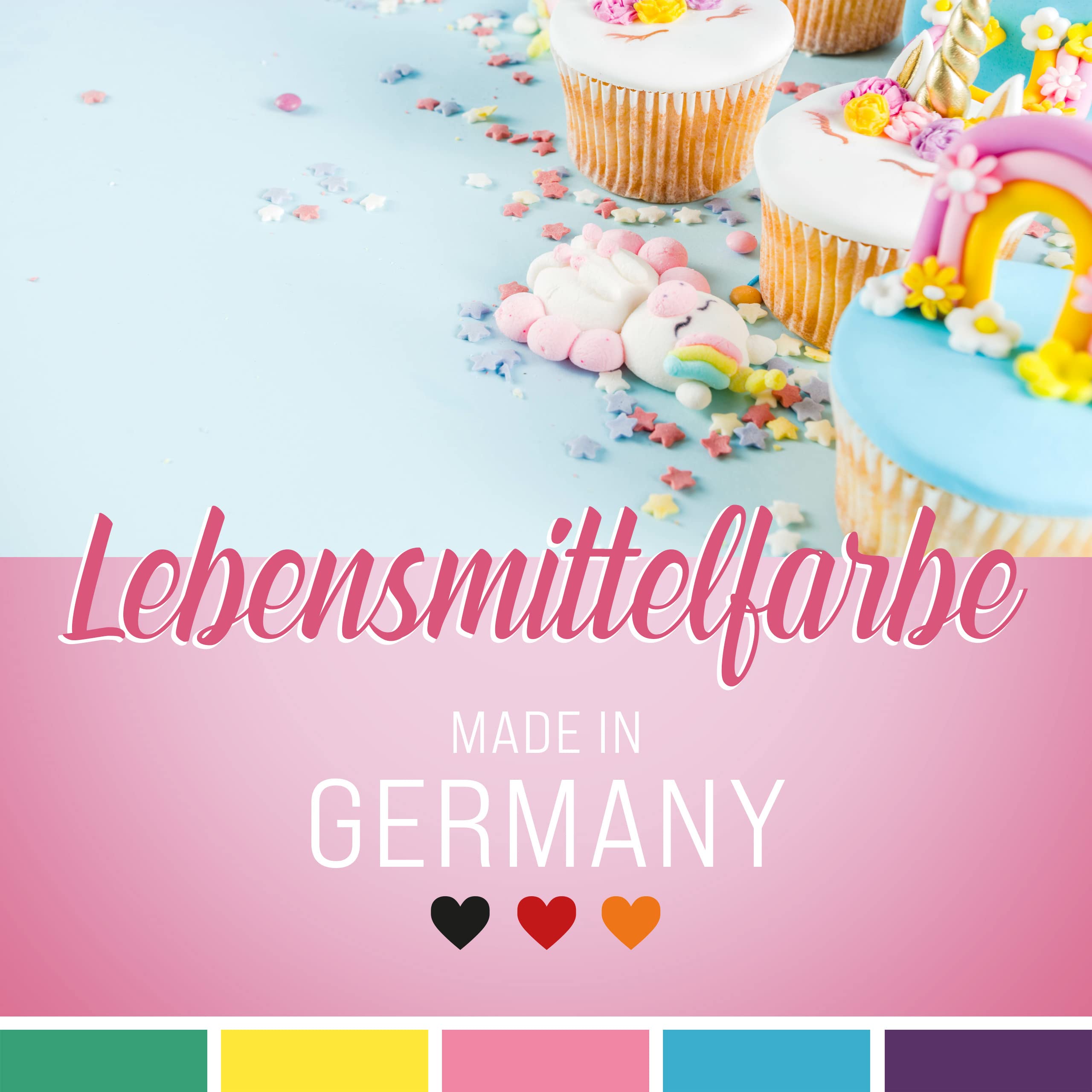 Belissia Lebensmittelfarbe Set – 8x10ml flüssig & hochkonzentriert – Lebensmittelechte Speisefarbe zum Backen, Kochen, Fondant & DIY - vegan, stark färbend, geschmacksneutral