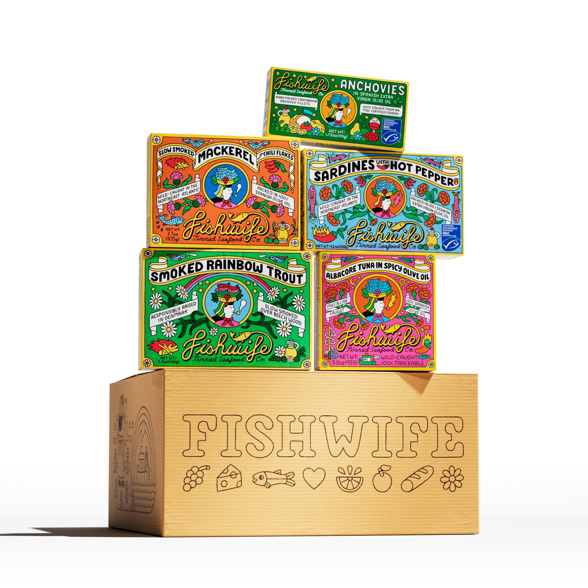 Fishwife Smoky Trio 3-Pack (Smoked Rainbow Trout, Smoked Salmon, Smoked Mackerel) | Gluten-Free, High Protein, Omega-3s | Hand-Packed