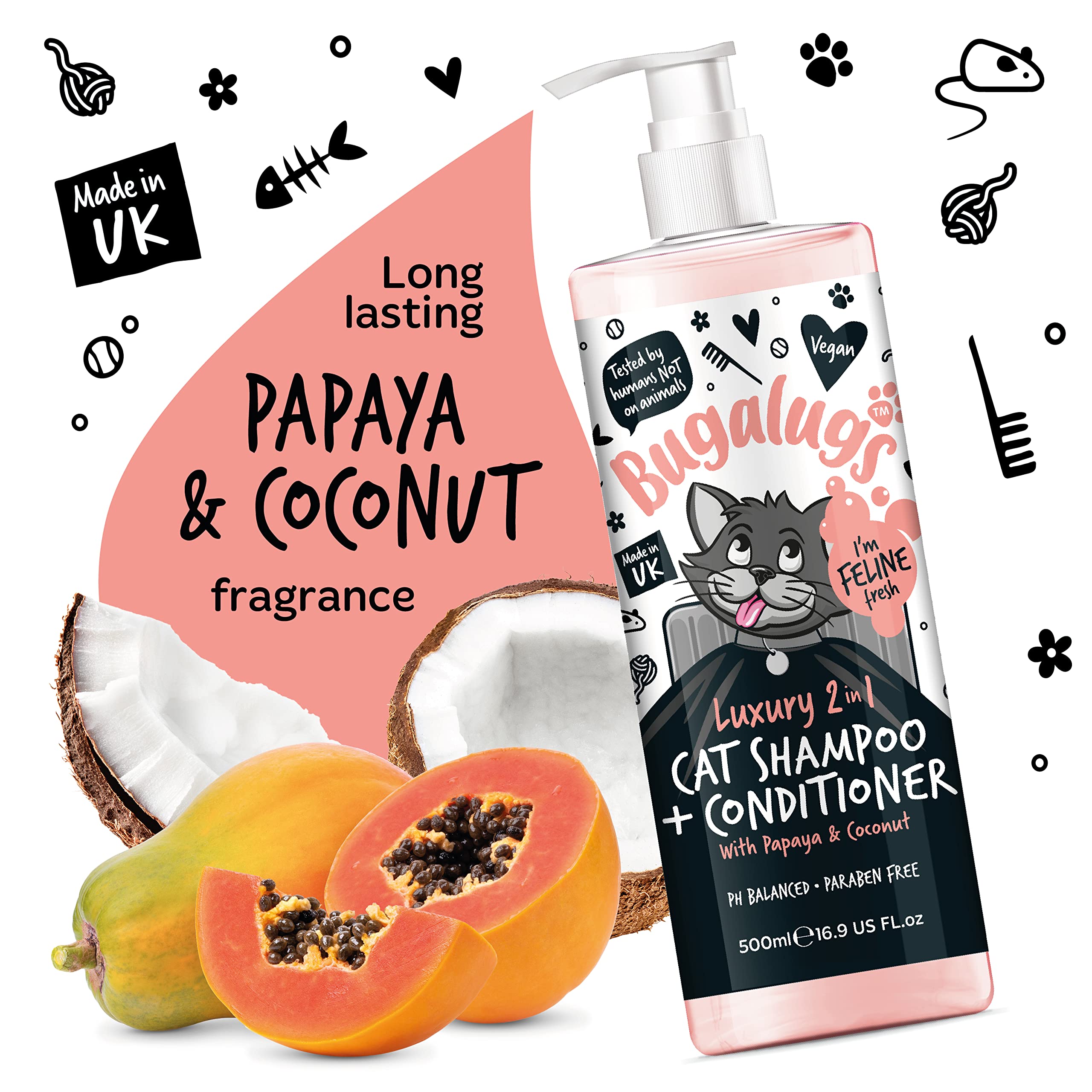 Bugalugs 2in1 Katzenshampoo + Conditioner 500 ml Pumpdosierer