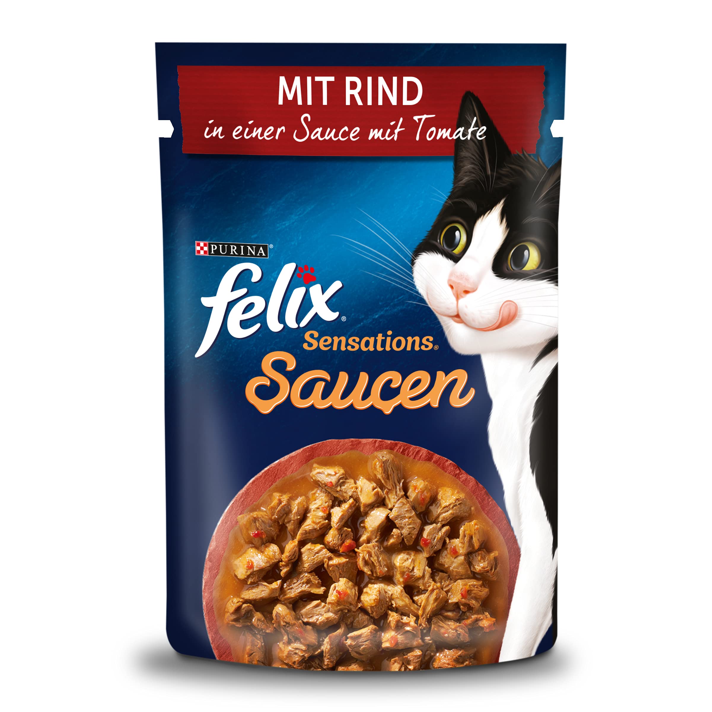 Felix Sensations Saucen Katzenfutter nass, Sorten-Mix, 4er Pack (4 x 24 Beutel à 85g)