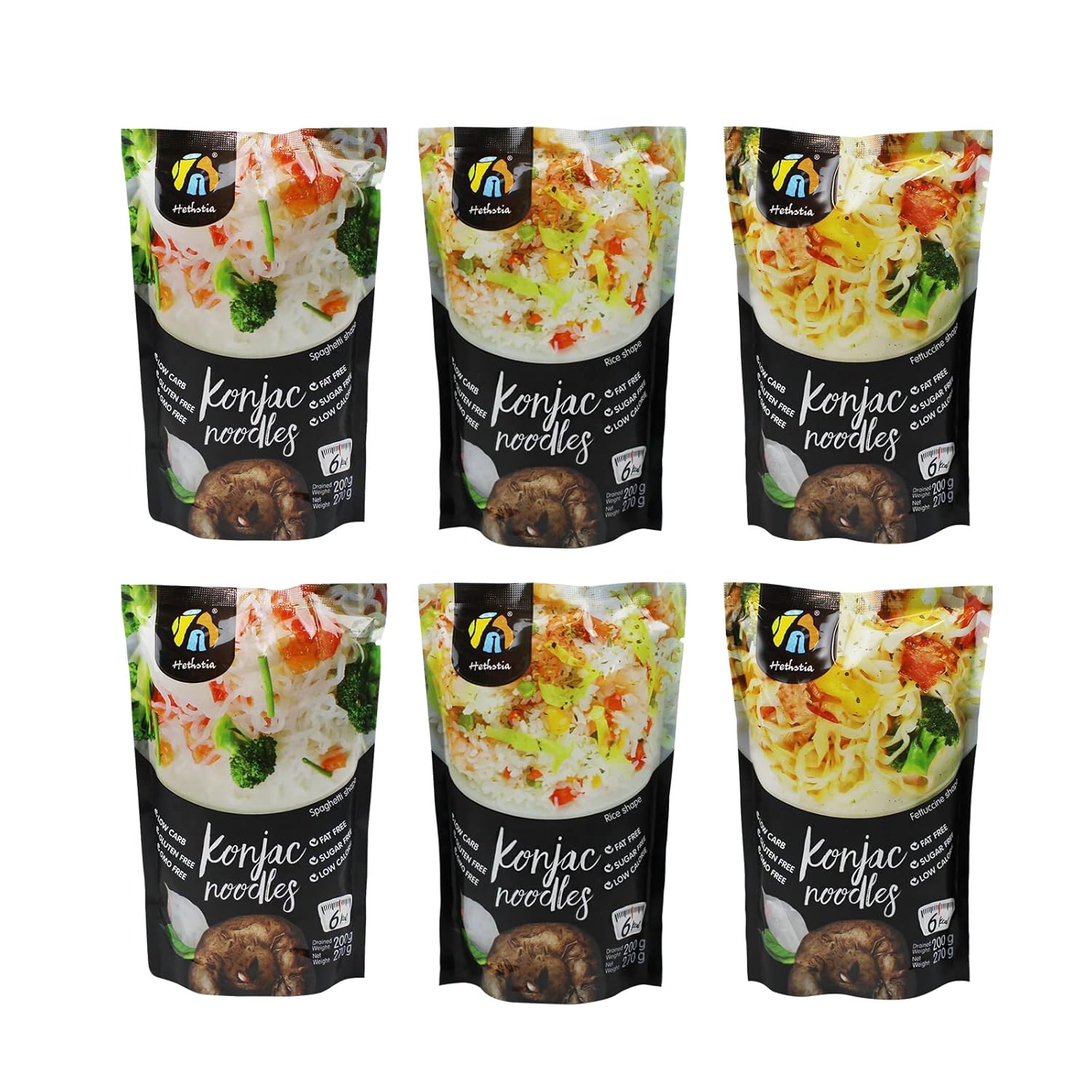 Hethstia Konjac Noodles, 10 Packs Shirataki Spaghetti - Low Carb, Low Calorie, Ready to Eat Konjac Pasta - Keto, Gluten-Free, Vegan, Fat-Free, 0 Sugar, Healthy Low Carb Pasta Substitute